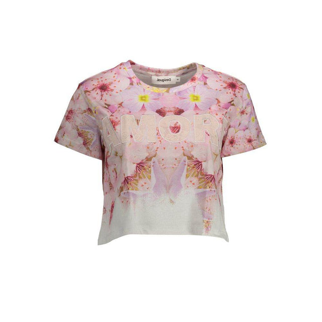 Desigual Pink Cotton Women T-Shirt - Hilstor