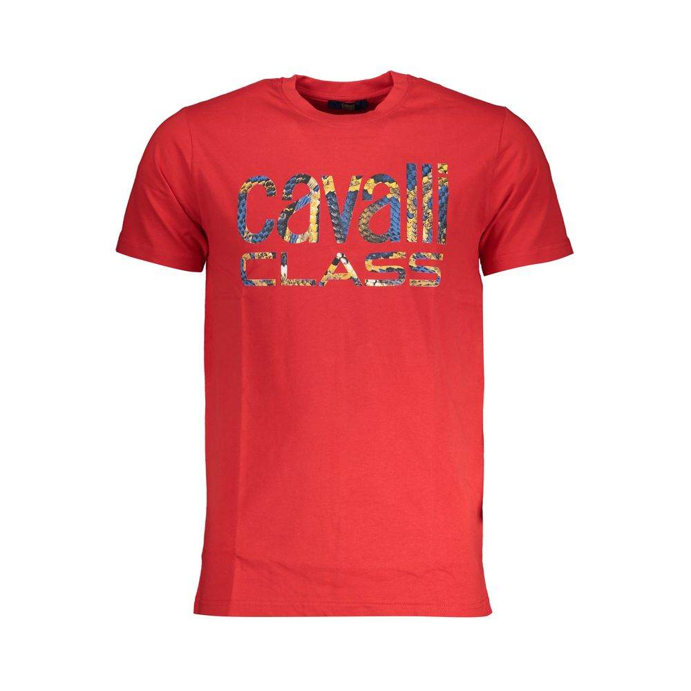 Cavalli Class Red Cotton T-Shirt - Hilstor