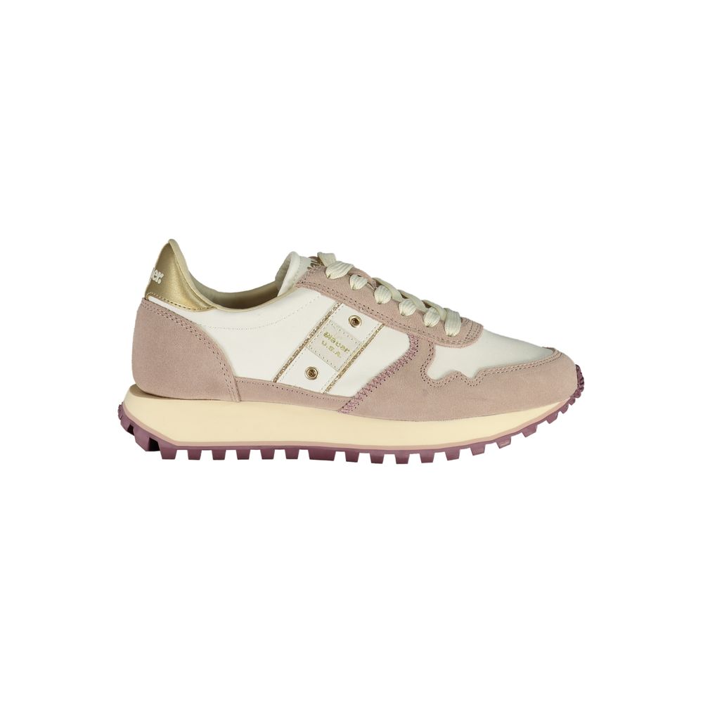 Blauer hvid polyester sneaker til kvinder