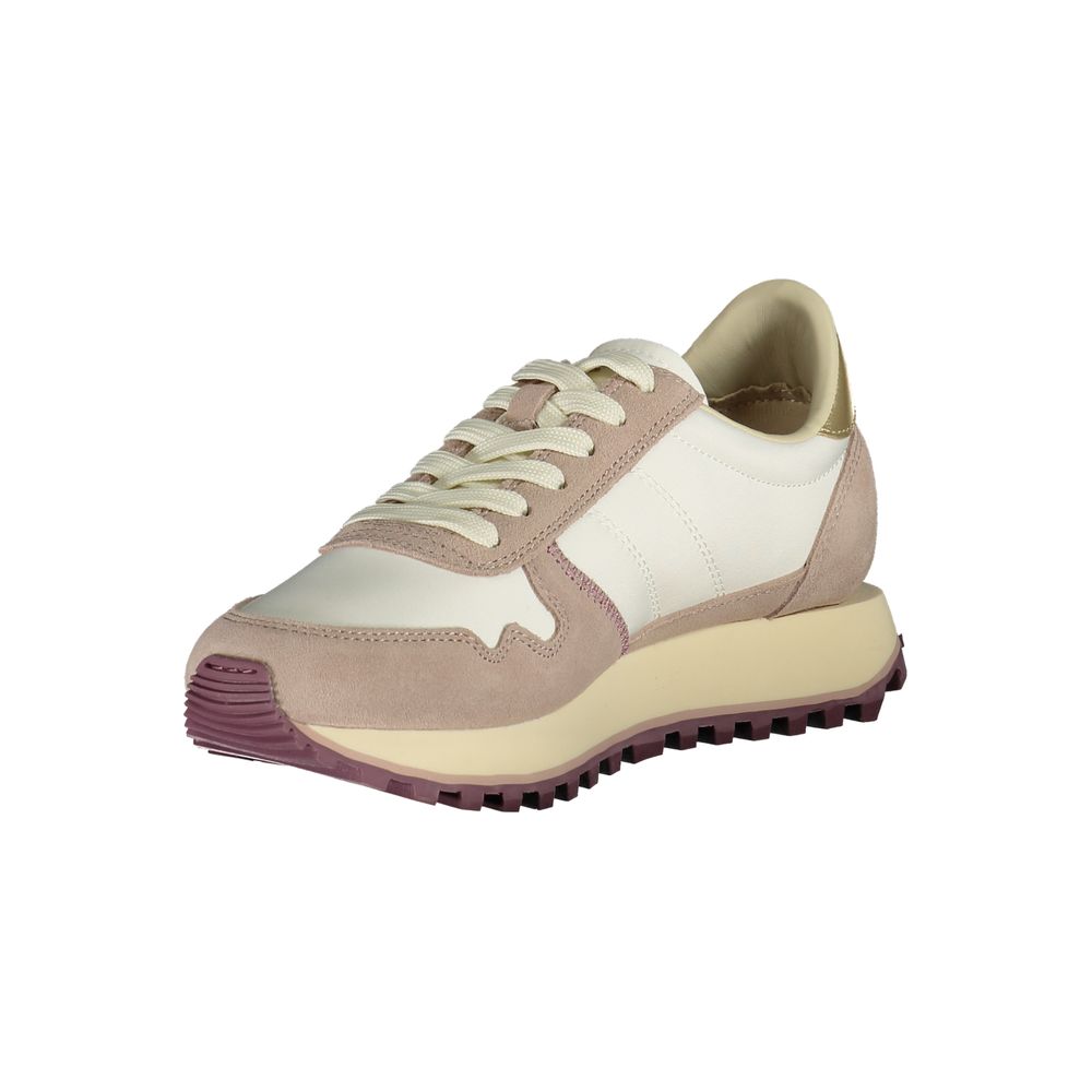 Blauer hvid polyester sneaker til kvinder