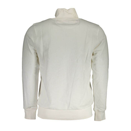 La Martina White Cotton Men Sweater With Zip and Pockets - Hilstor