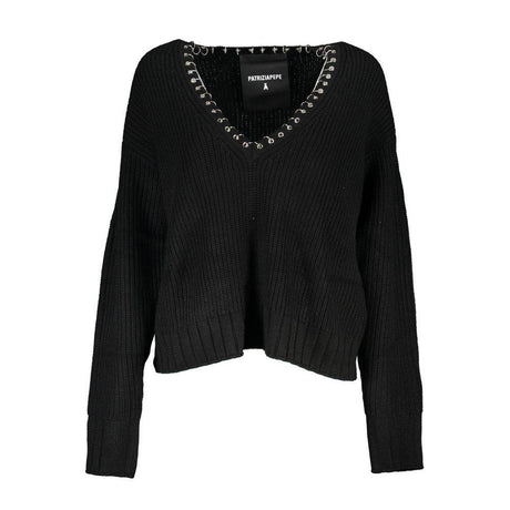 Patrizia Pepe Elegant Long Sleeved V-Neck Sweater with Chic Details - Hilstor