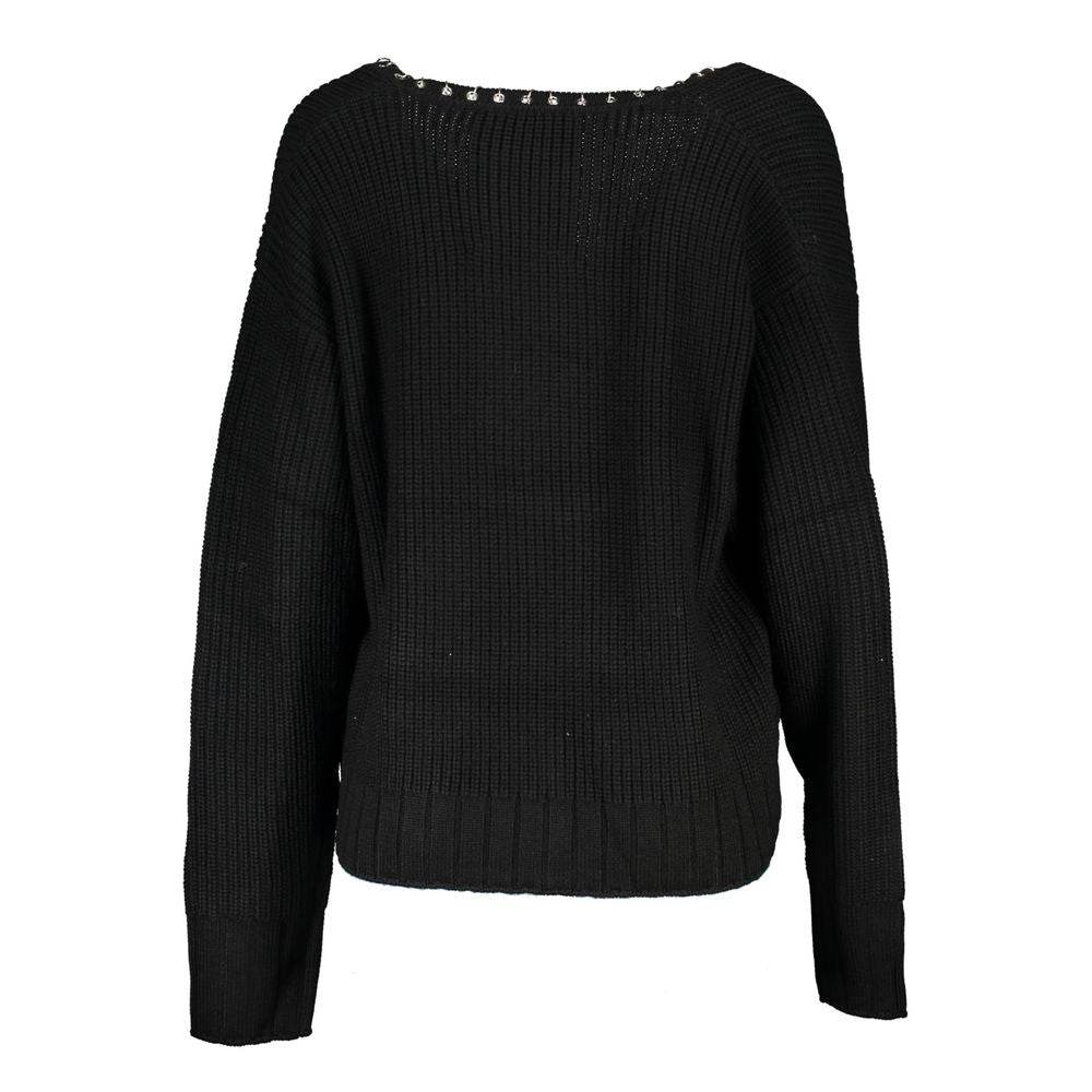 Patrizia Pepe Elegant Long Sleeved V-Neck Sweater with Chic Details - Hilstor