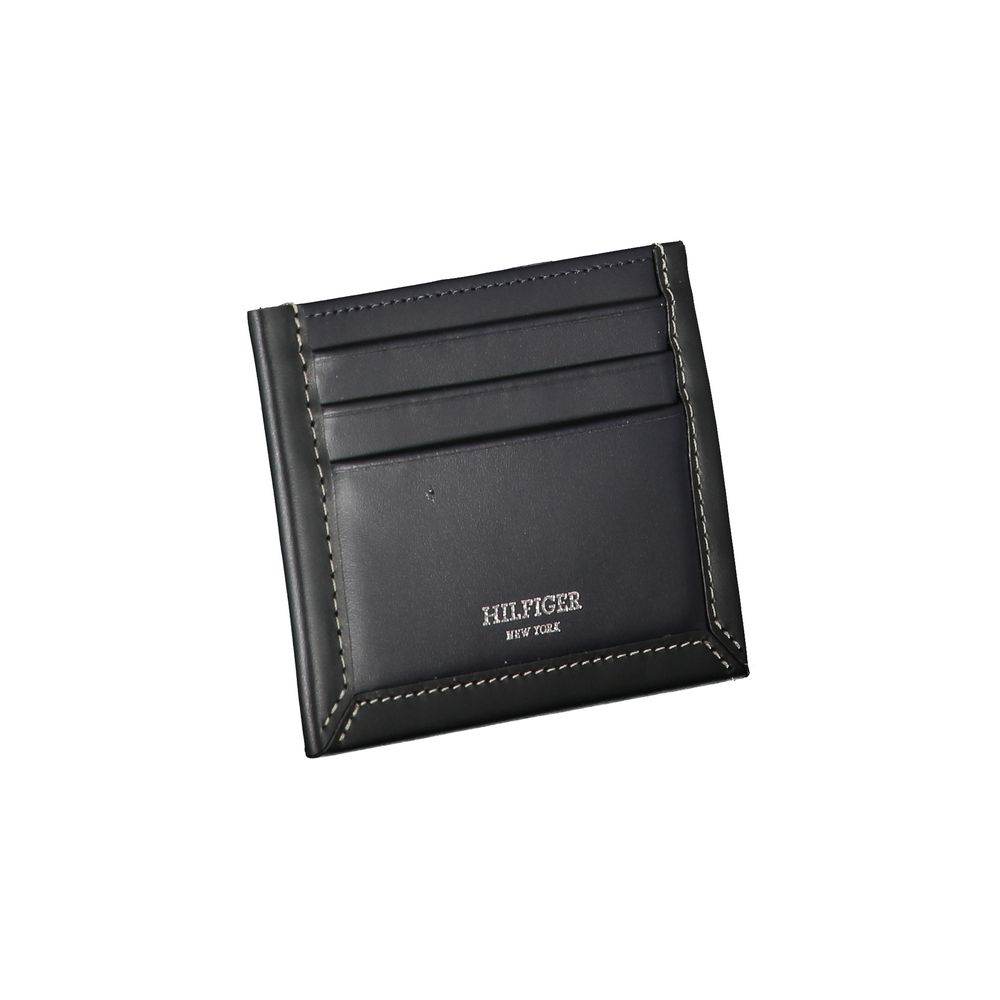 Tommy Hilfiger Sleek Blue Leather Card Holder with Contrast Detail - Hilstor