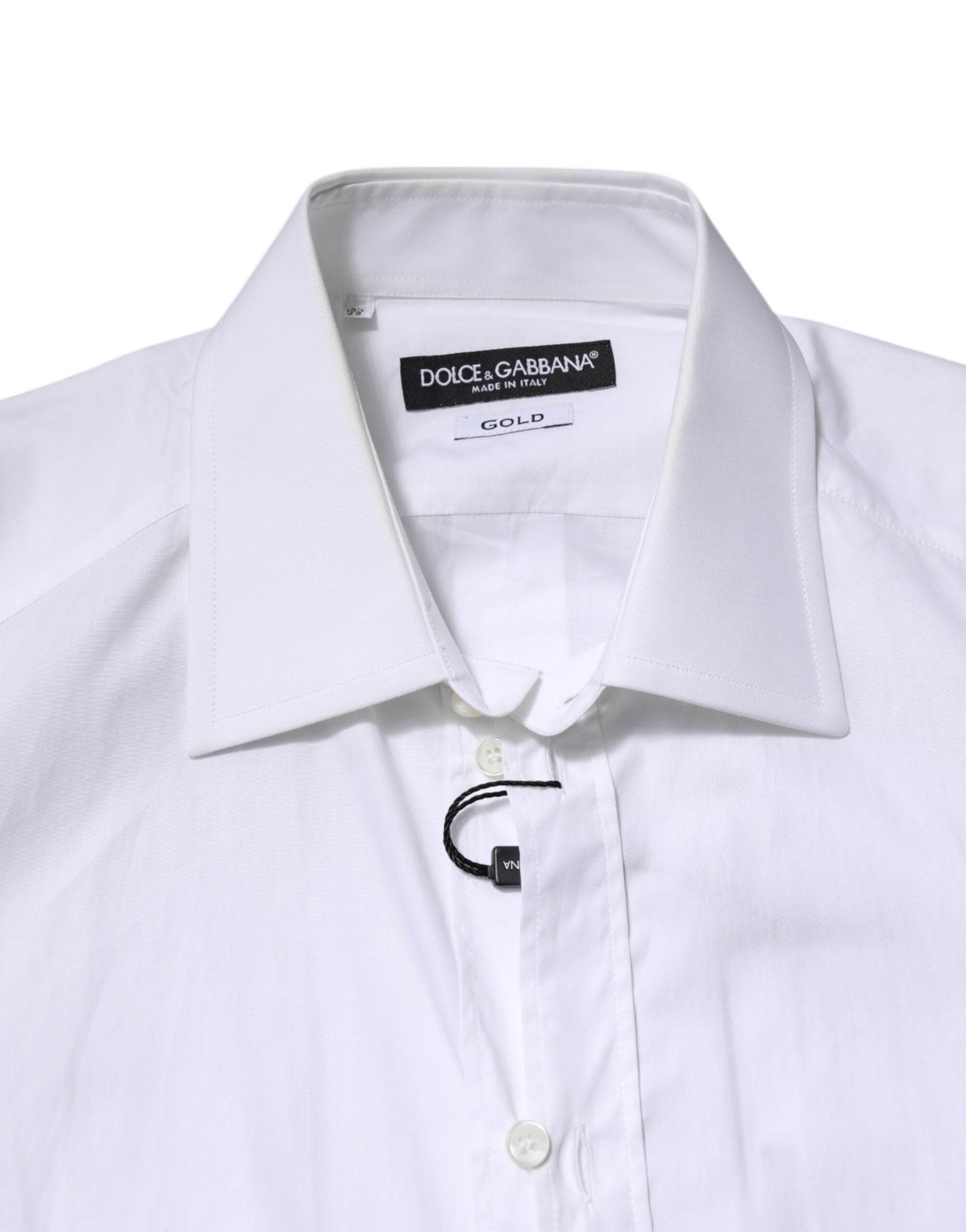Dolce & Gabbana White GOLD Long Sleeves Dress Formal Shirt - Hilstor