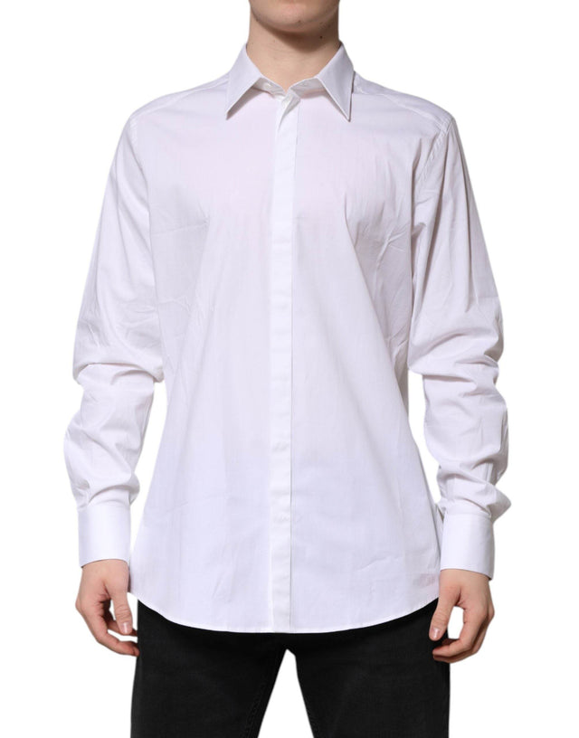 Dolce & Gabbana White MARTINI Long Sleeve Dress Formal Shirt - Hilstor
