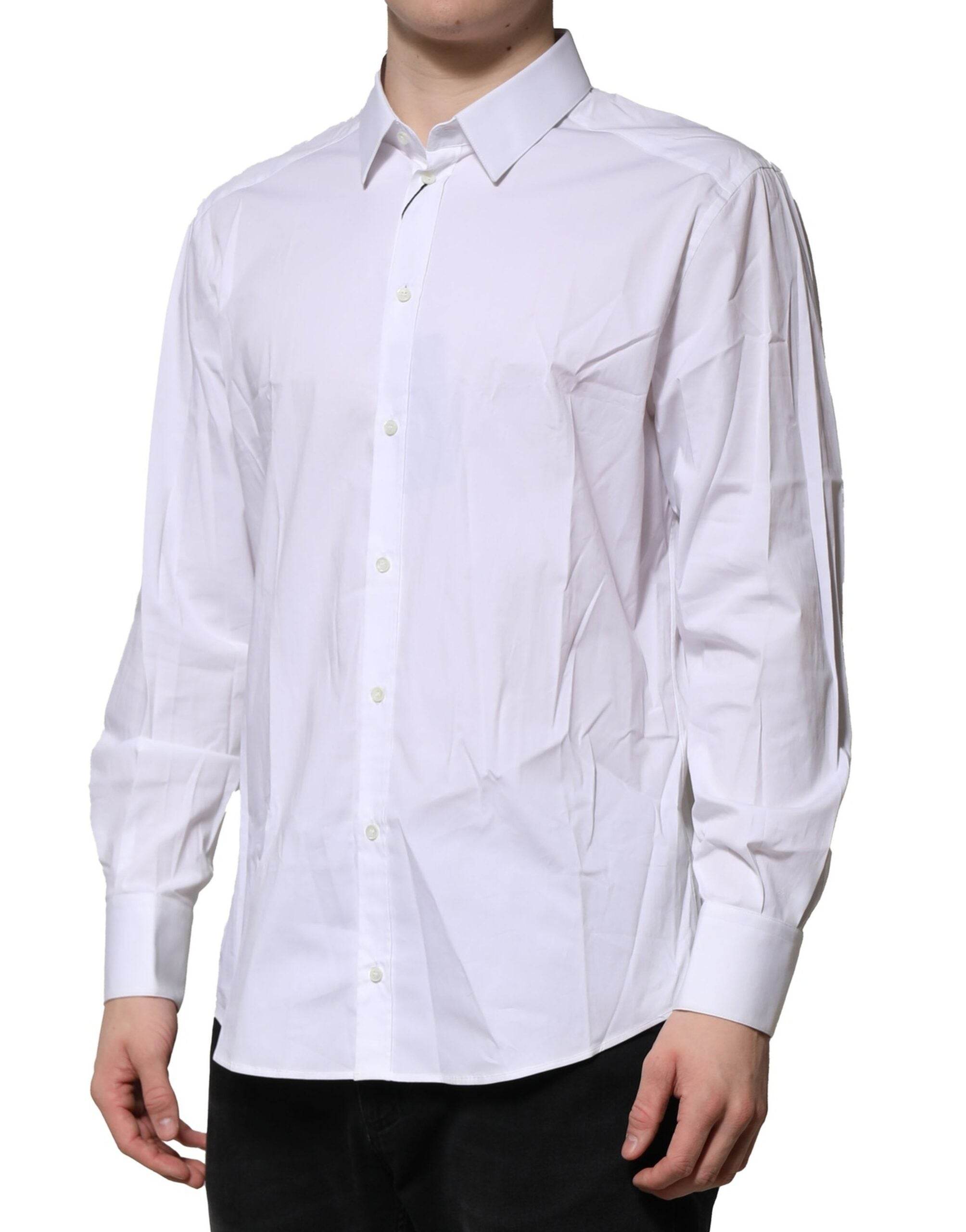 Dolce & Gabbana White GOLD Long Sleeves Dress Formal Shirt - Hilstor