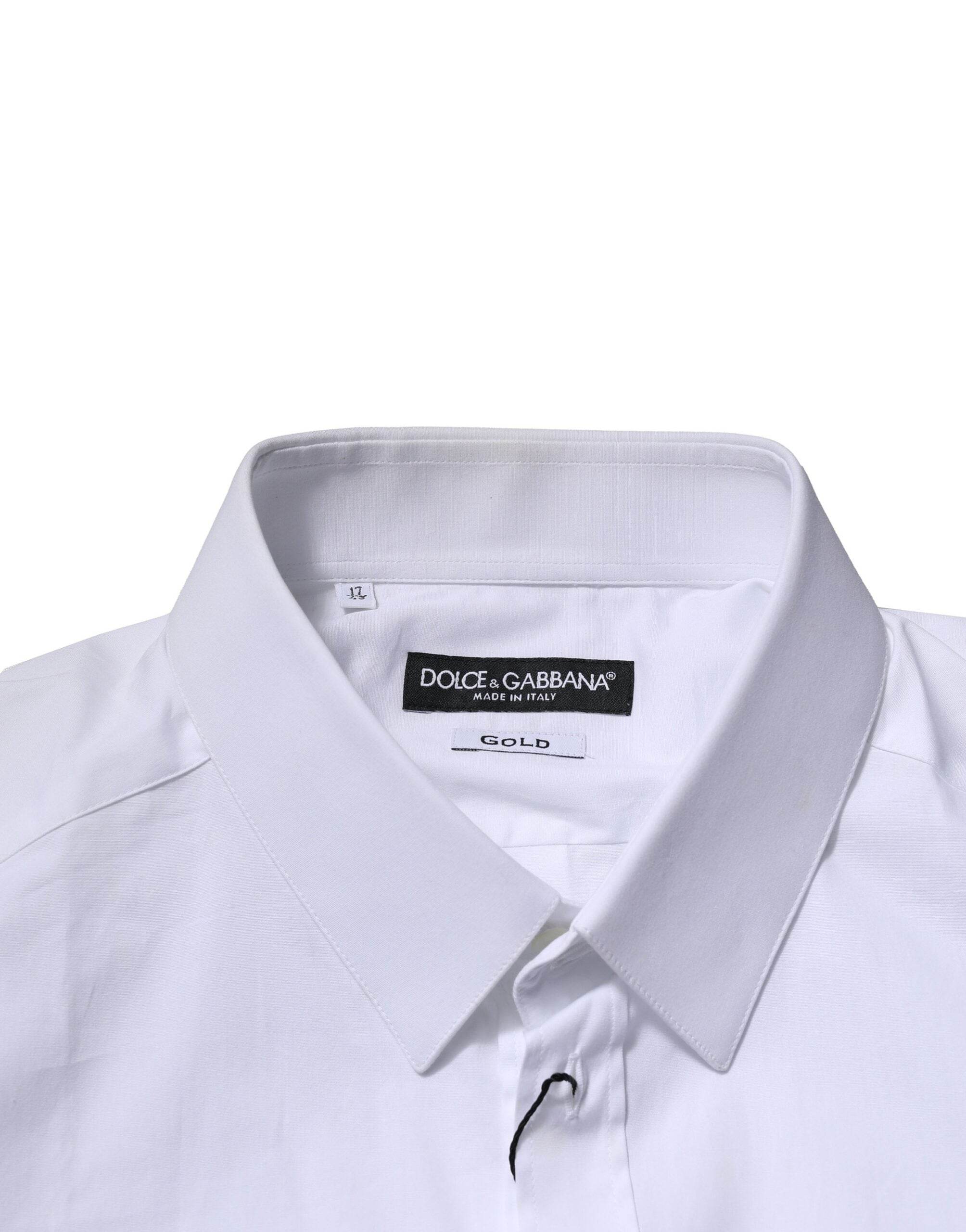 Dolce & Gabbana White GOLD Long Sleeves Dress Formal Shirt - Hilstor