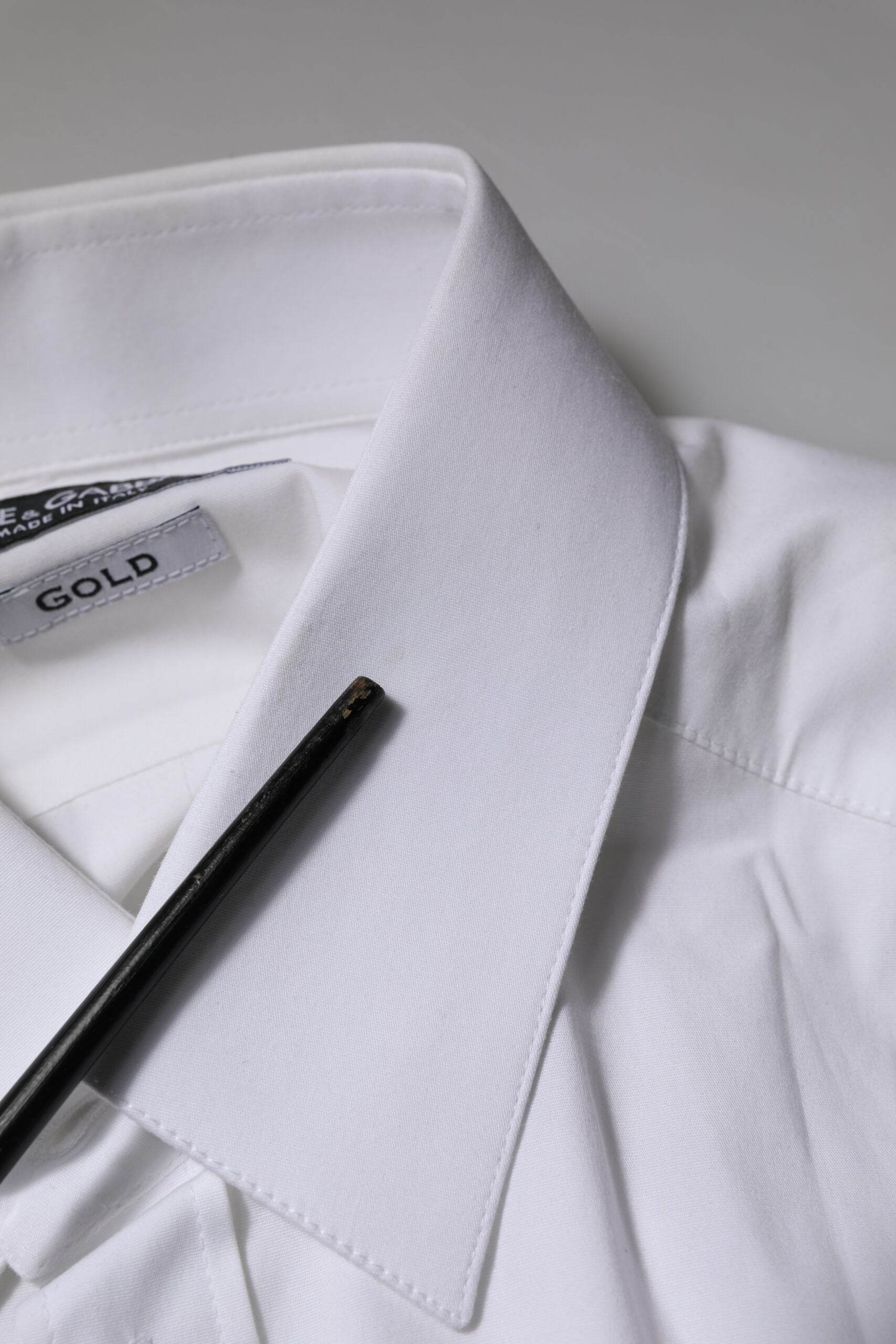 Dolce & Gabbana White GOLD Long Sleeves Dress Formal Shirt - Hilstor