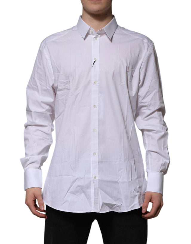 Dolce & Gabbana White GOLD Long Sleeve Dress Formal Shirt - Hilstor