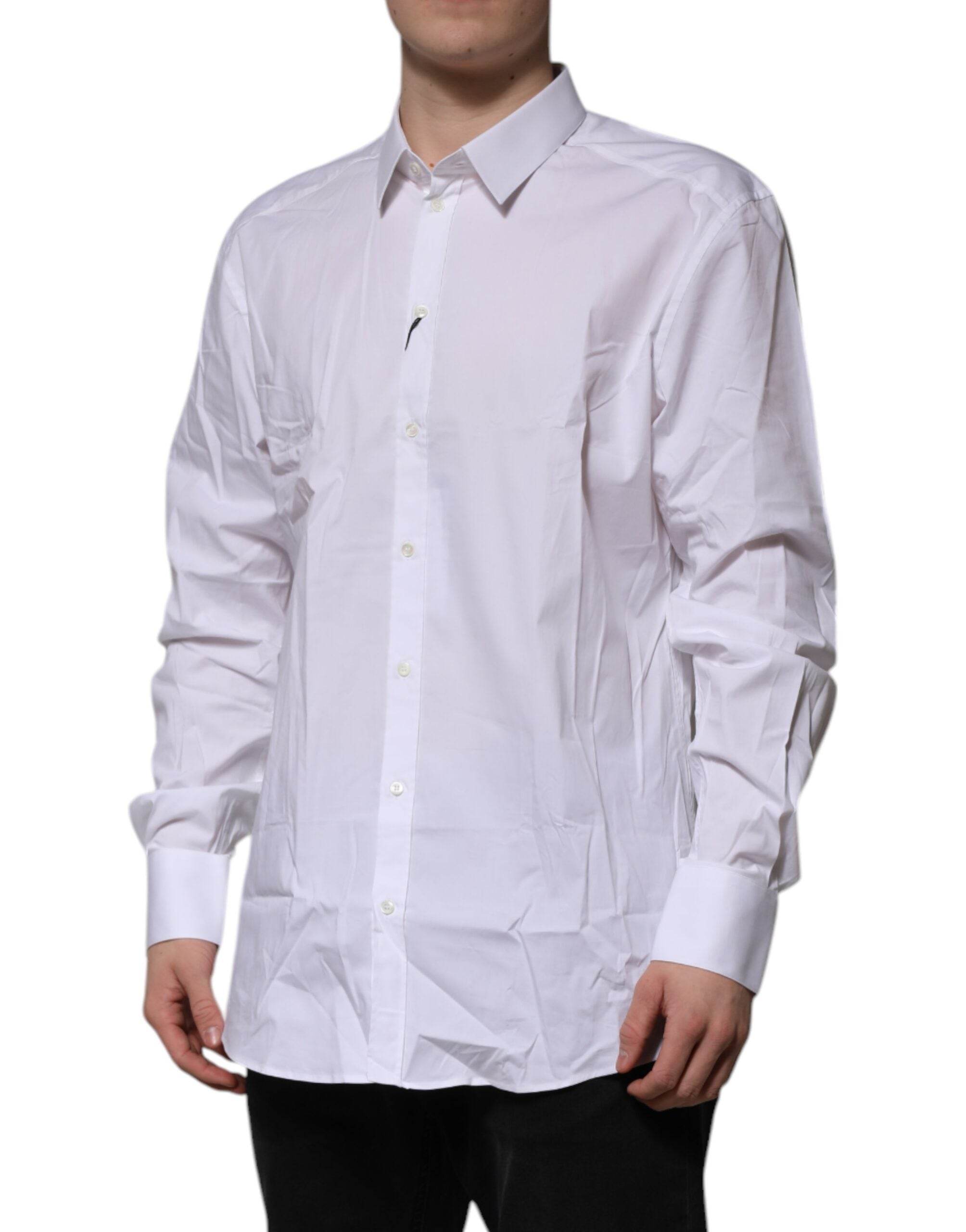 Dolce & Gabbana White GOLD Long Sleeve Dress Formal Shirt - Hilstor