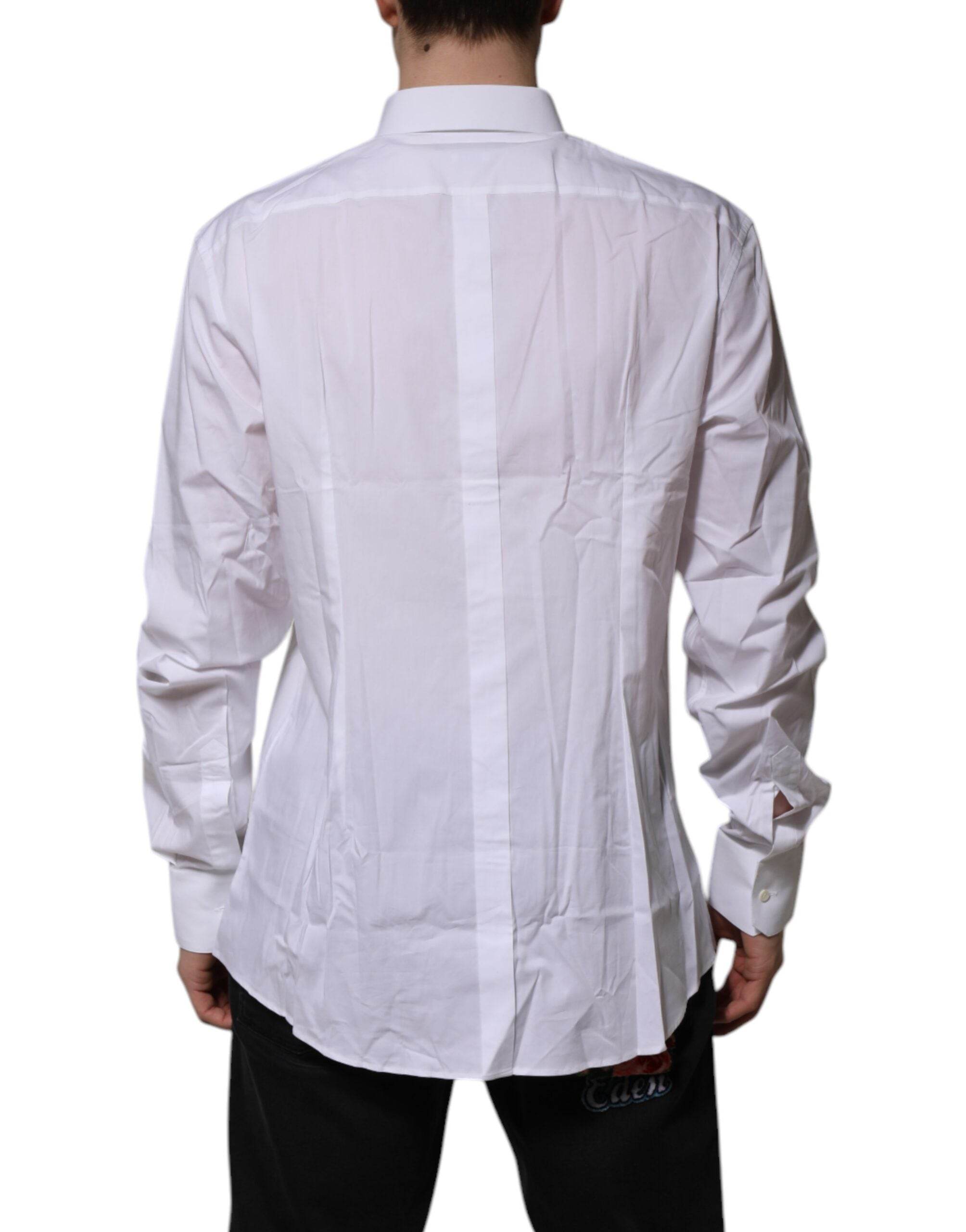 Dolce & Gabbana White GOLD Long Sleeve Dress Formal Shirt - Hilstor