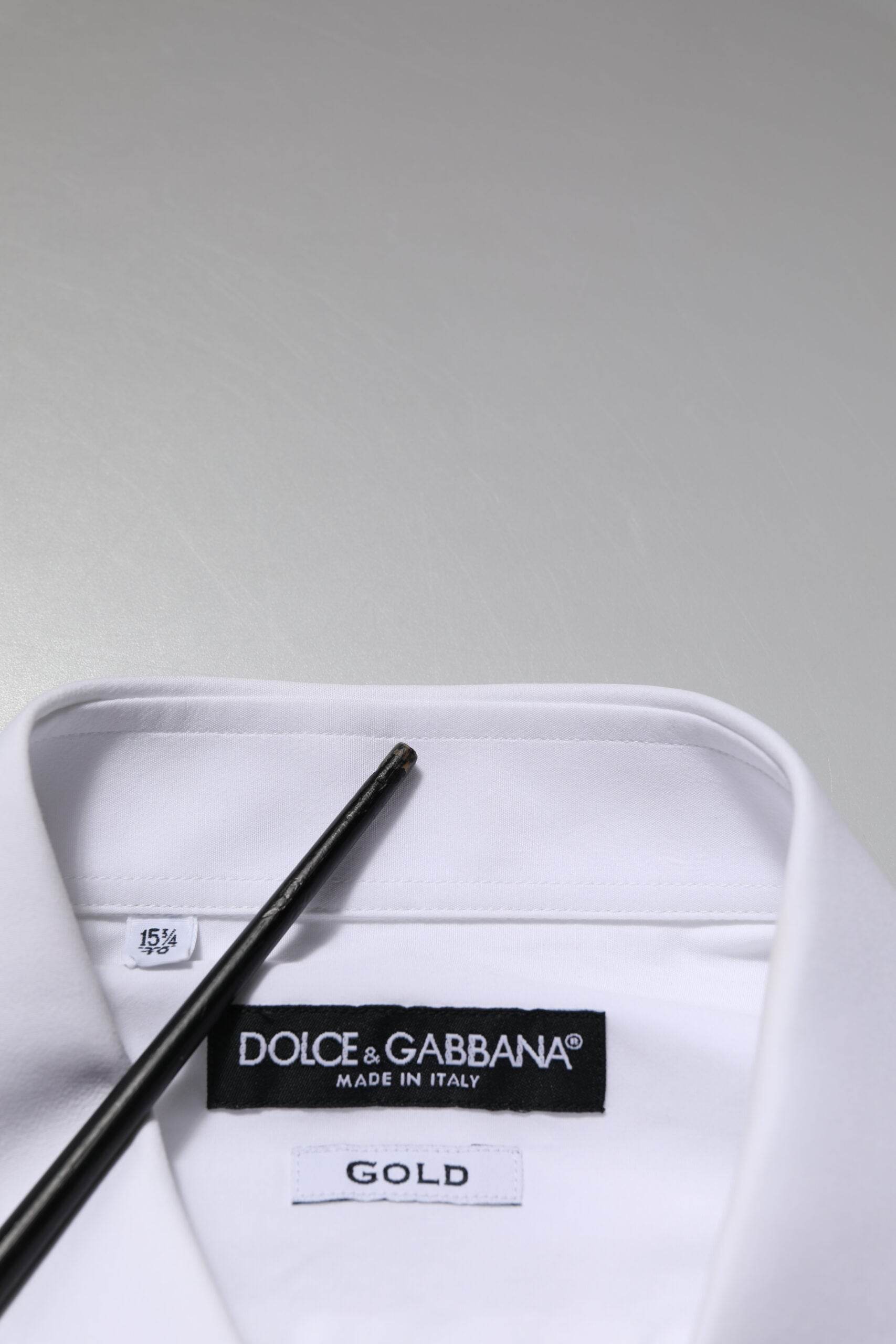 Dolce & Gabbana White GOLD Long Sleeve Dress Men Formal Shirt - Hilstor