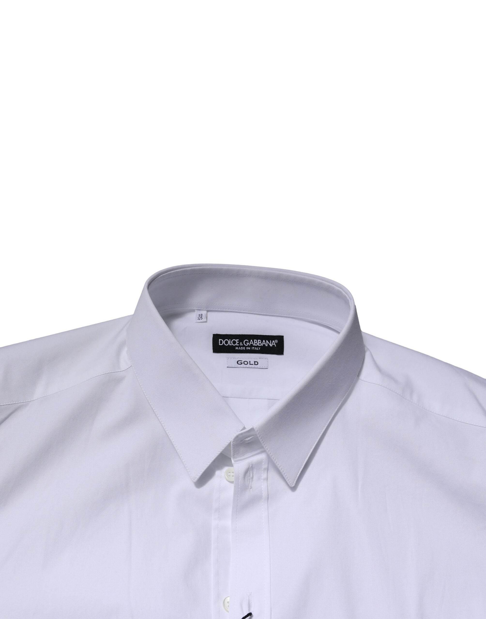 Dolce & Gabbana White GOLD Long Sleeve Dress Men Formal Shirt - Hilstor