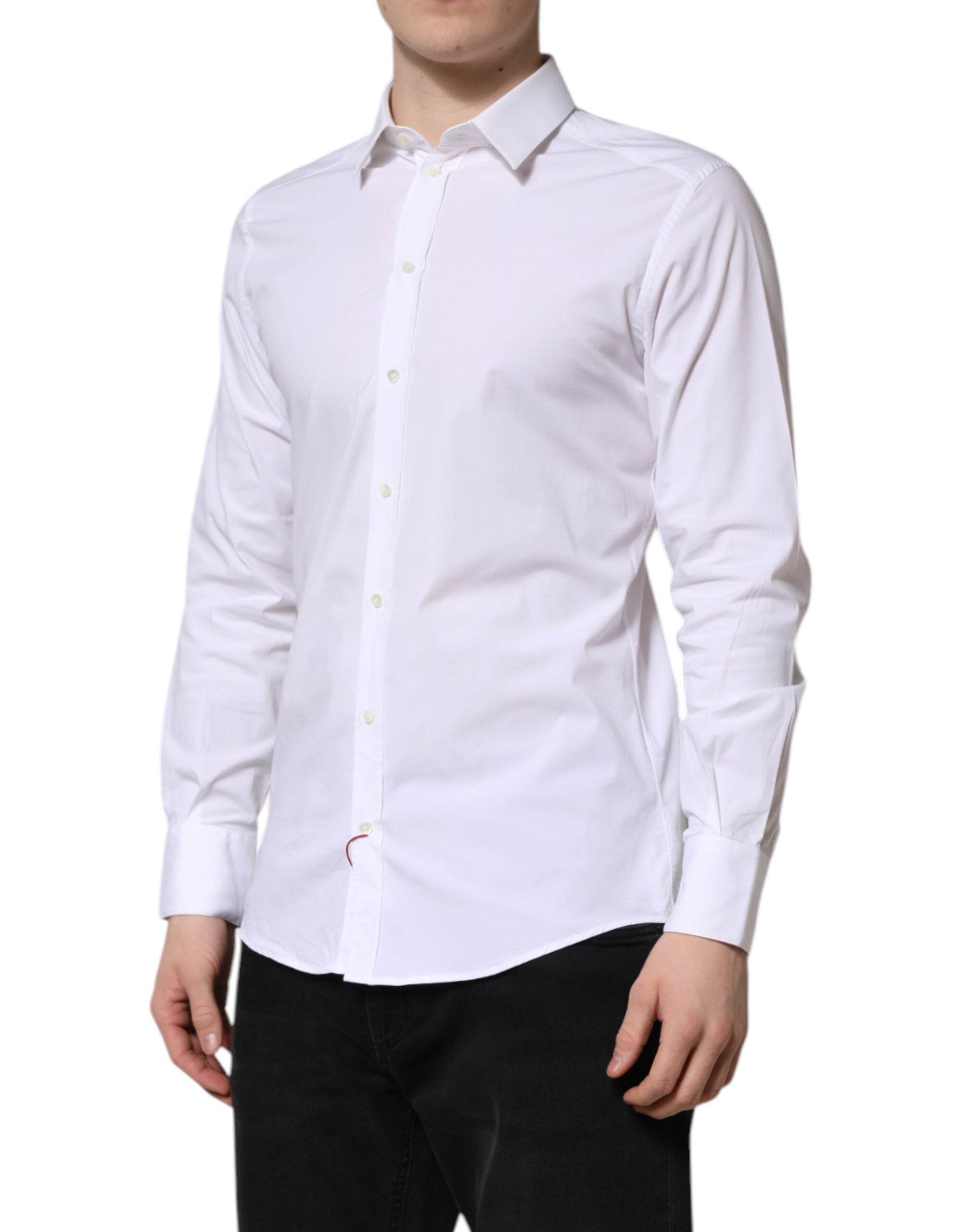 Dolce & Gabbana White GOLD Long Sleeve Dress Formal Shirt - Hilstor