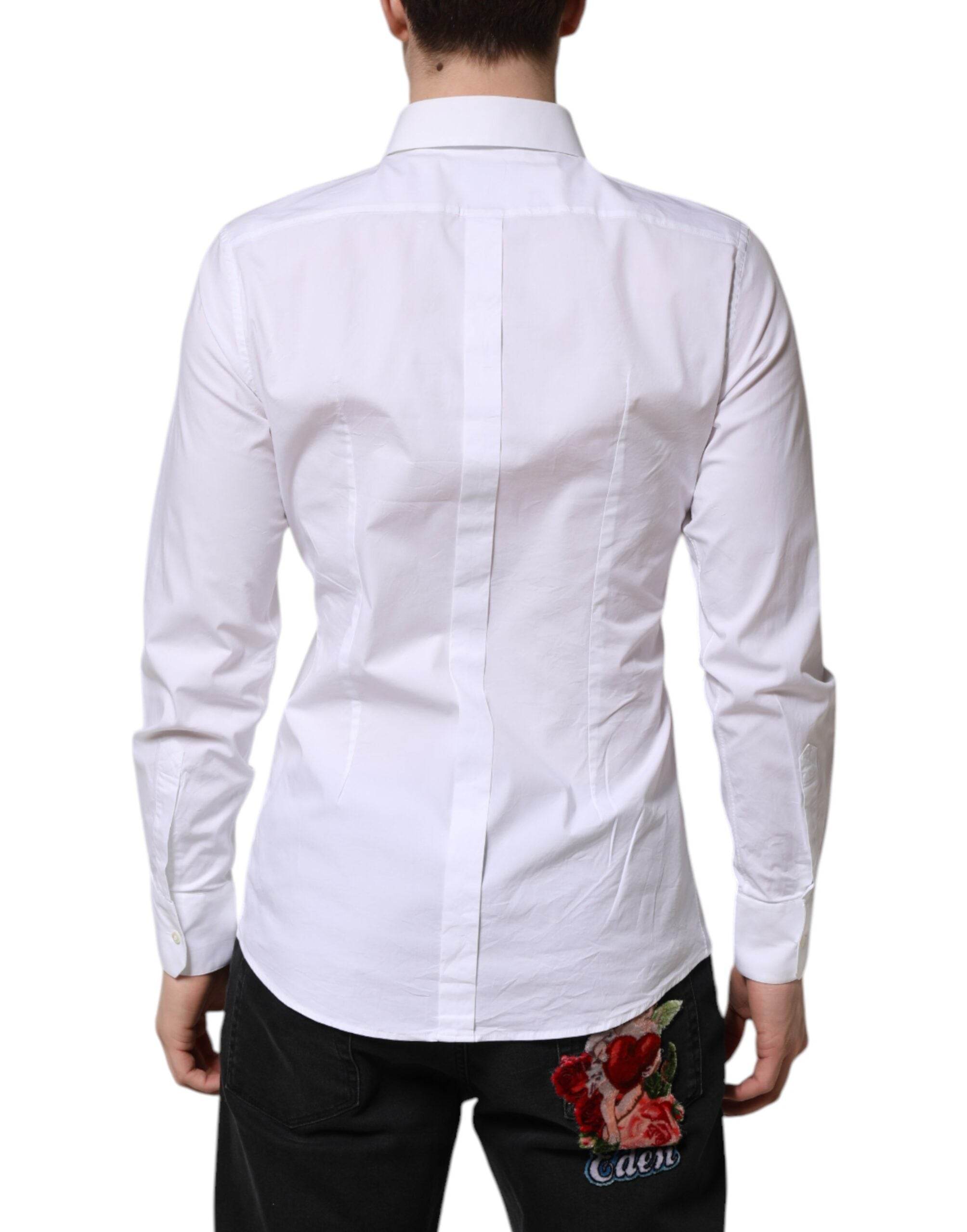 Dolce & Gabbana White GOLD Long Sleeve Dress Formal Shirt - Hilstor
