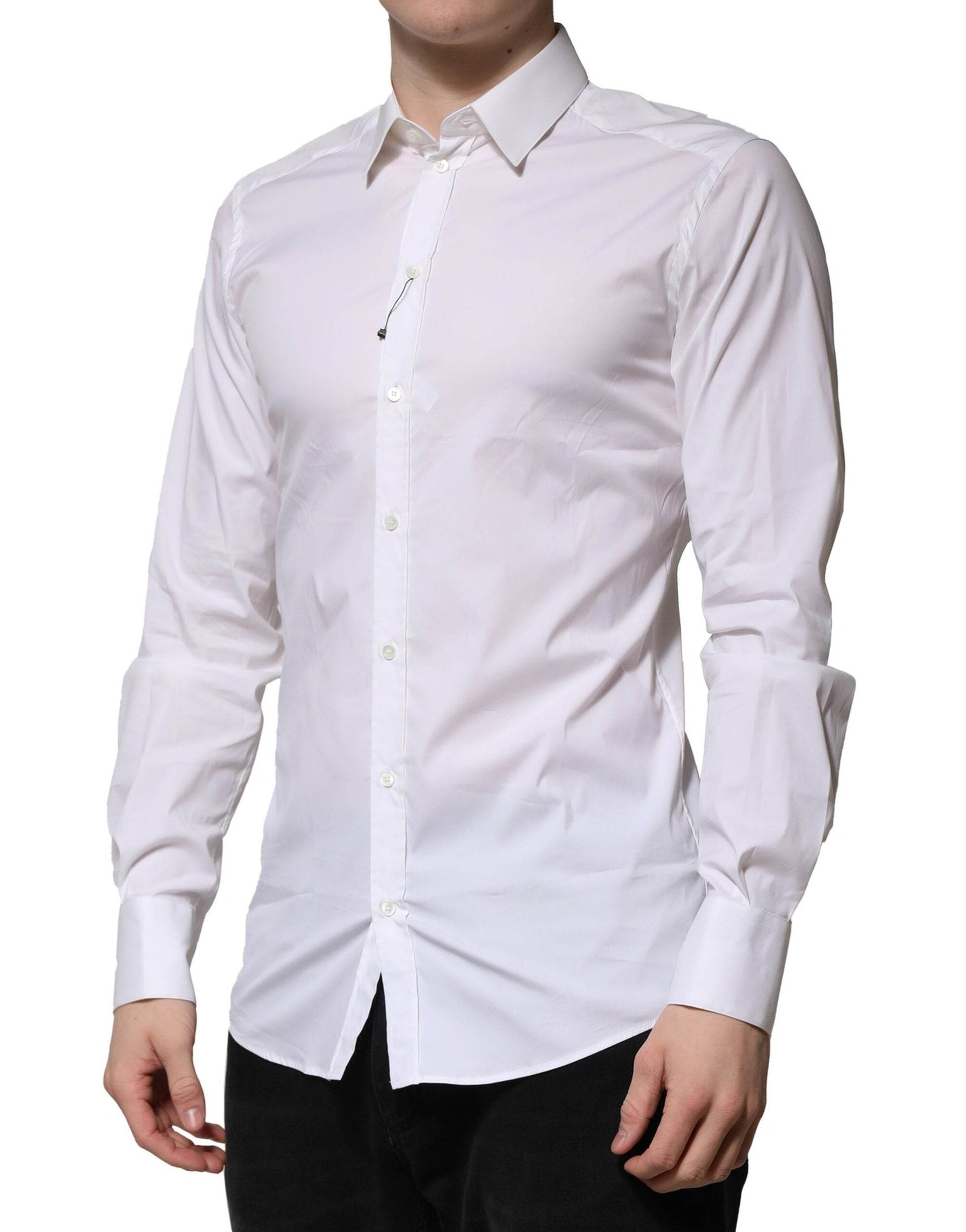 Dolce & Gabbana White GOLD Long Sleeve Dress Formal Shirt - Hilstor
