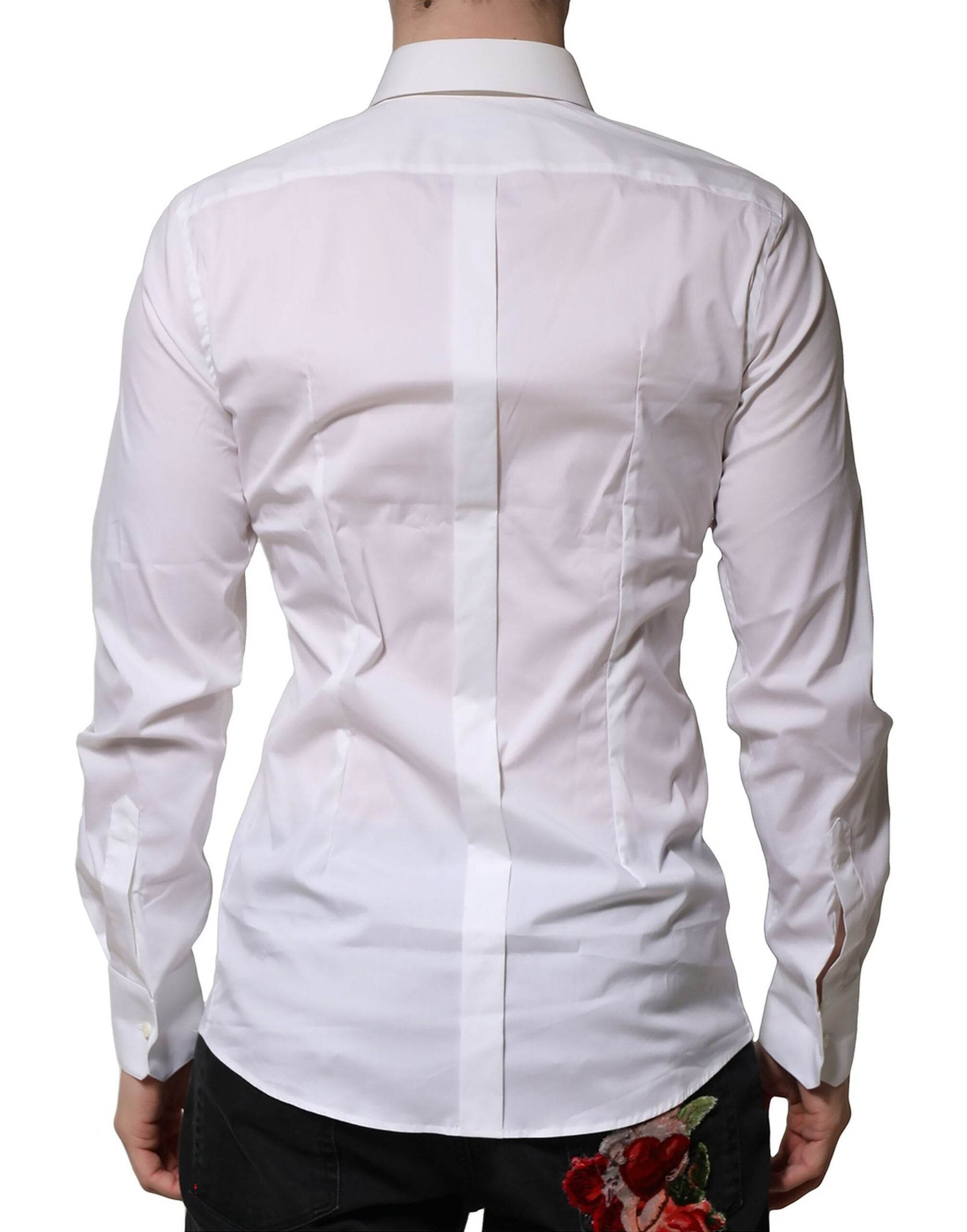 Dolce & Gabbana White GOLD Long Sleeve Dress Formal Shirt - Hilstor