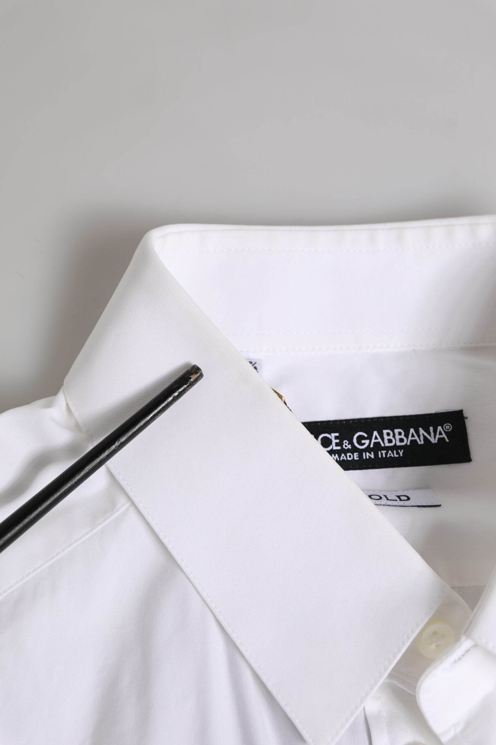 Dolce & Gabbana White GOLD Long Sleeve Dress Formal Shirt - Hilstor