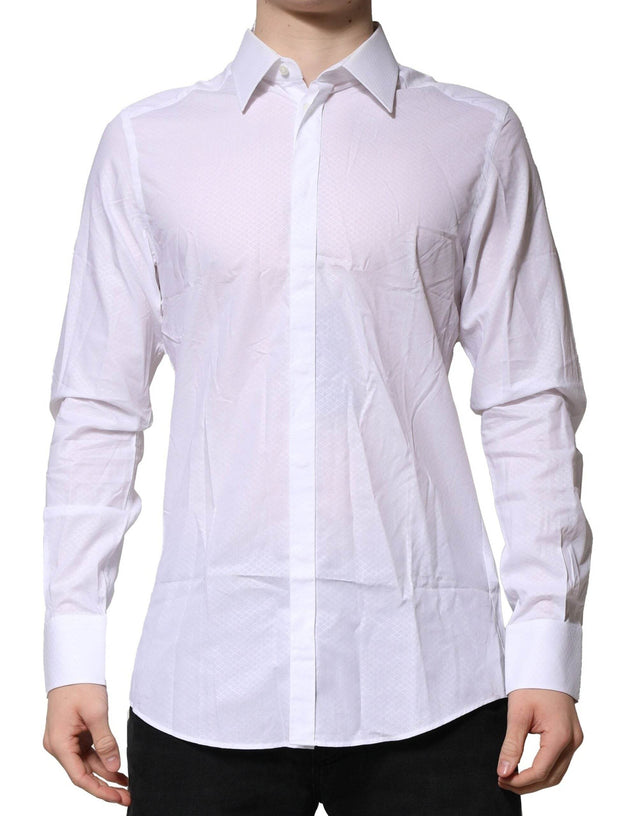 Dolce & Gabbana White MARTINI Cotton Men Dress Formal Shirt - Hilstor