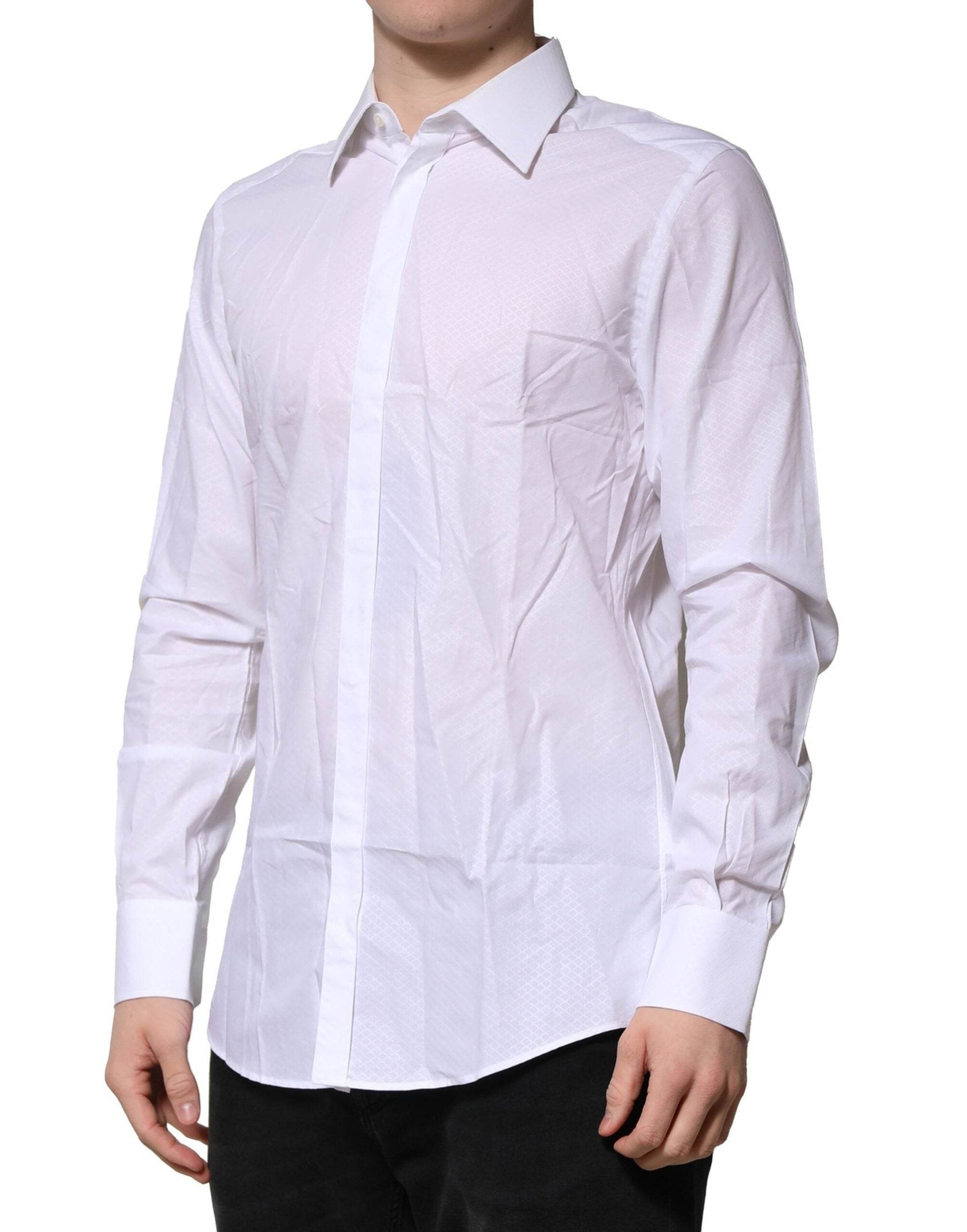 Dolce & Gabbana White MARTINI Cotton Men Dress Formal Shirt - Hilstor