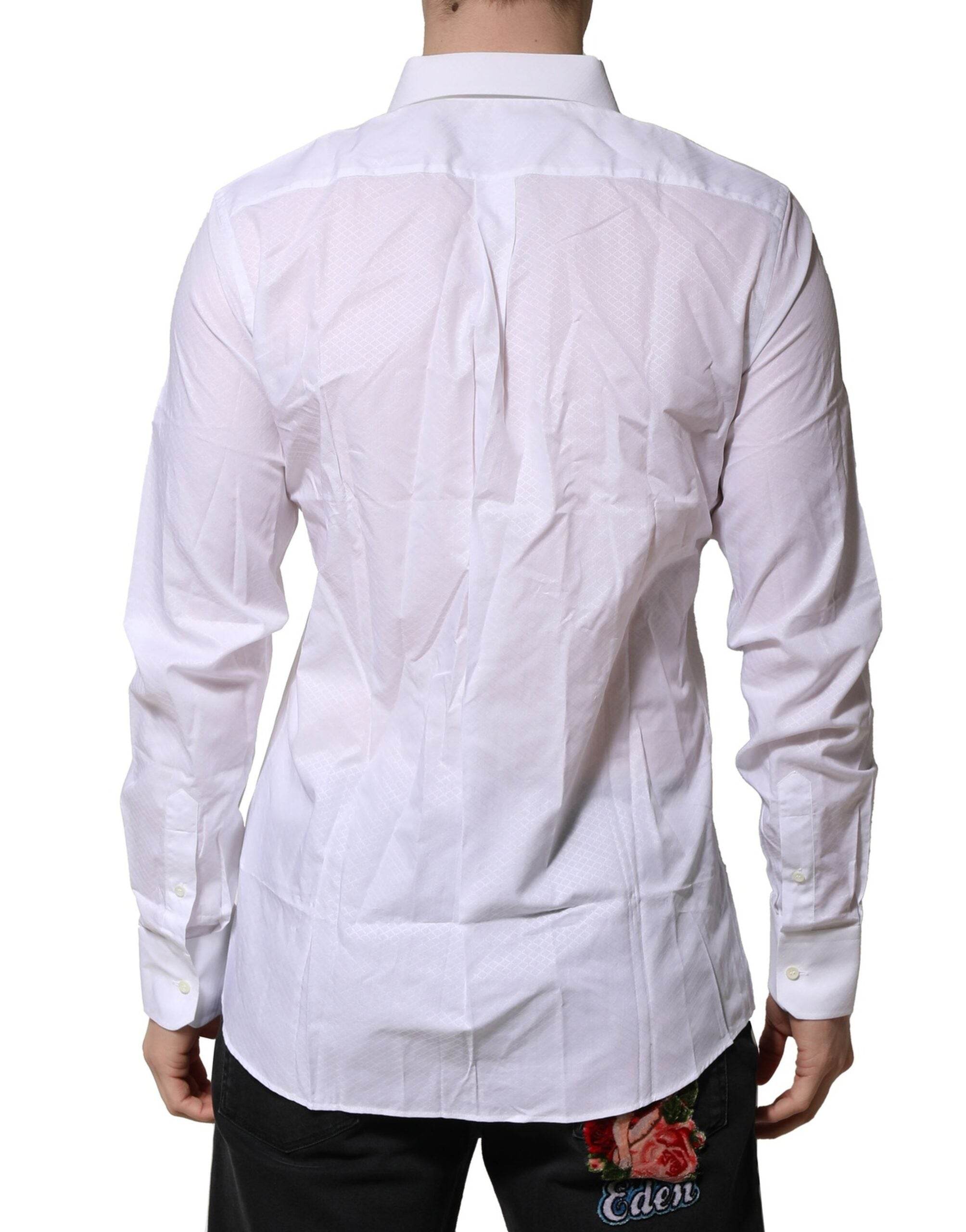 Dolce & Gabbana White MARTINI Cotton Men Dress Formal Shirt - Hilstor