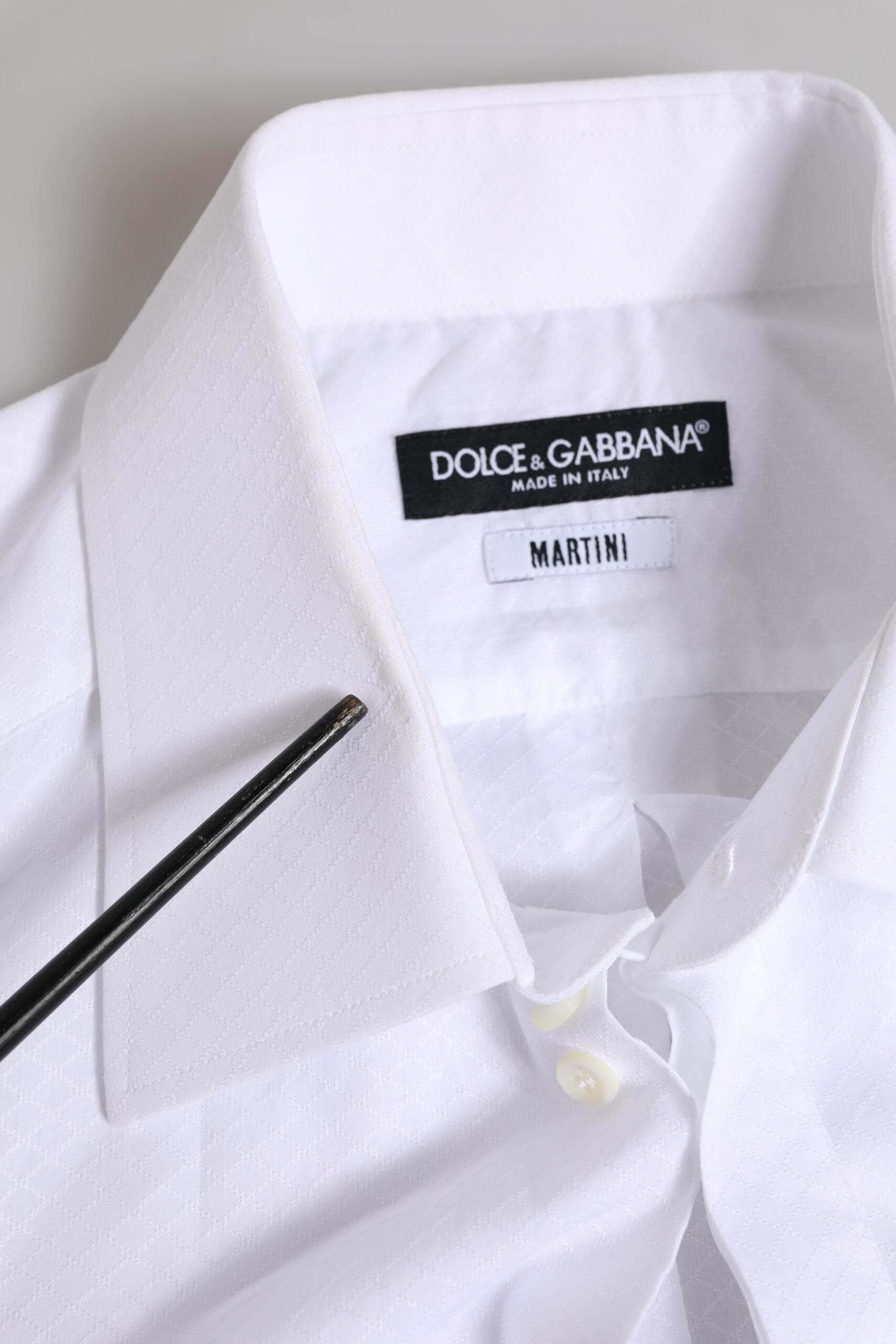 Dolce & Gabbana White MARTINI Cotton Men Dress Formal Shirt - Hilstor