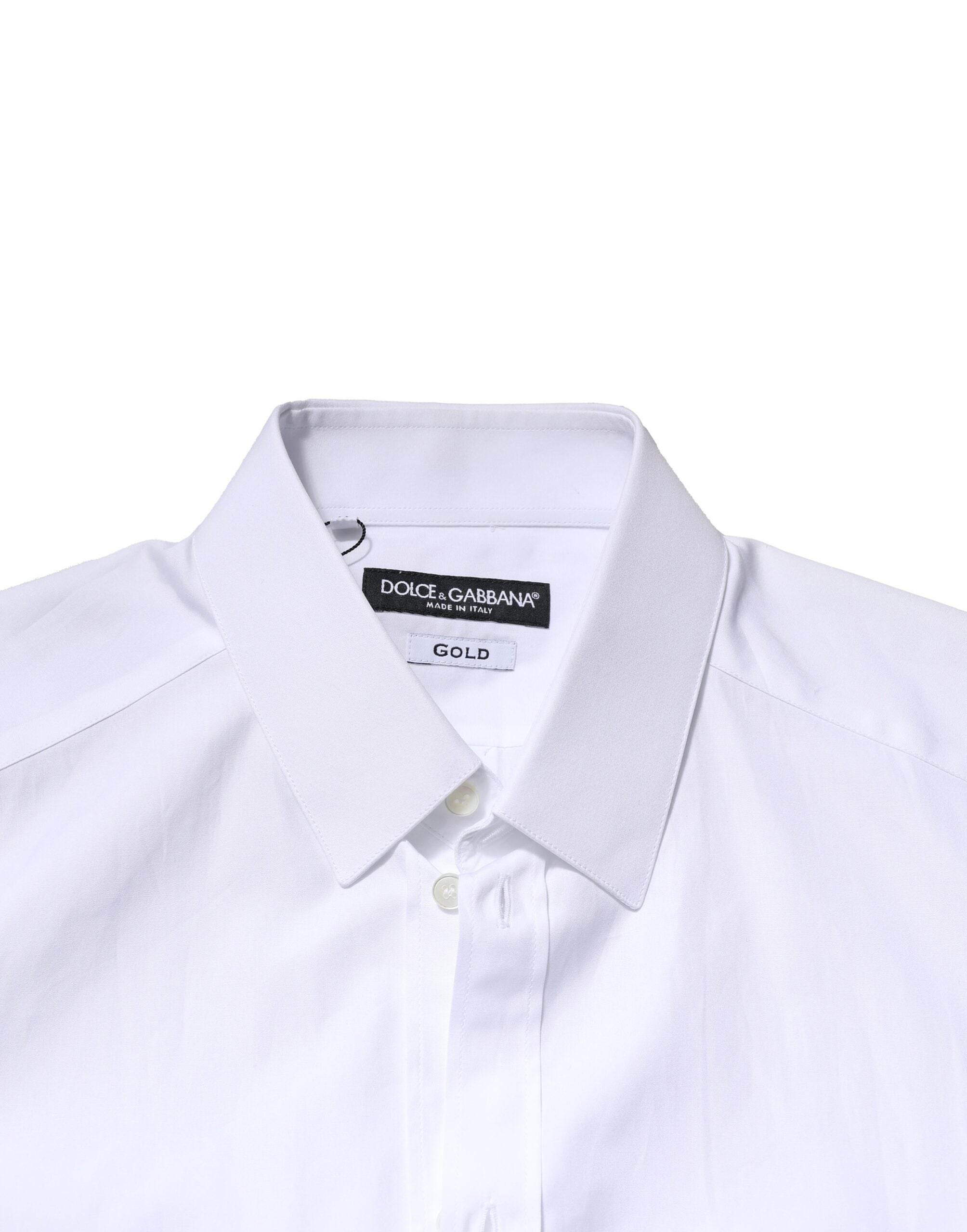 Dolce & Gabbana White GOLD Cotton Long Sleeves Men Formal Shirt - Hilstor