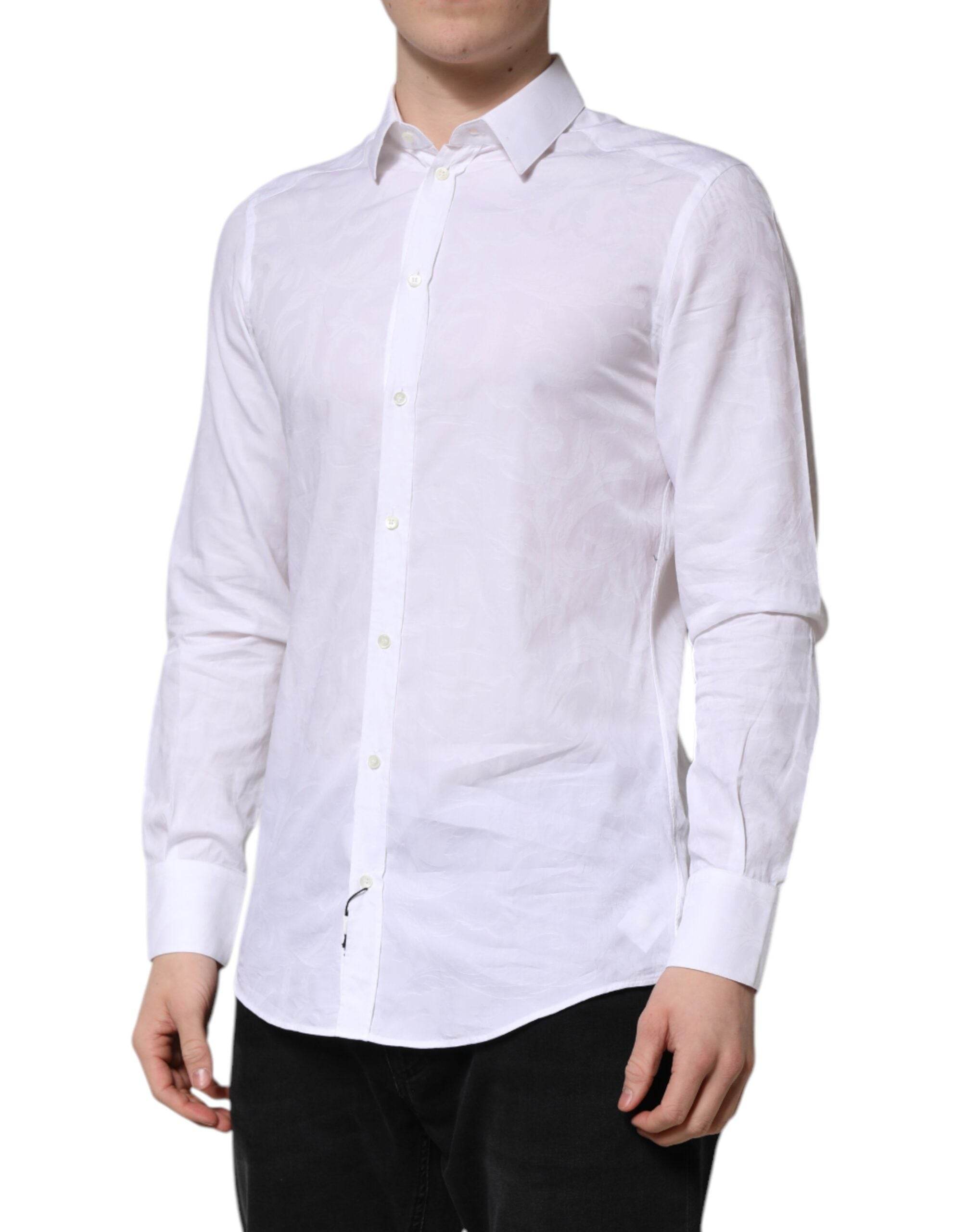 Dolce & Gabbana White MARTINI Cotton Long Sleeve Formal Shirt - Hilstor