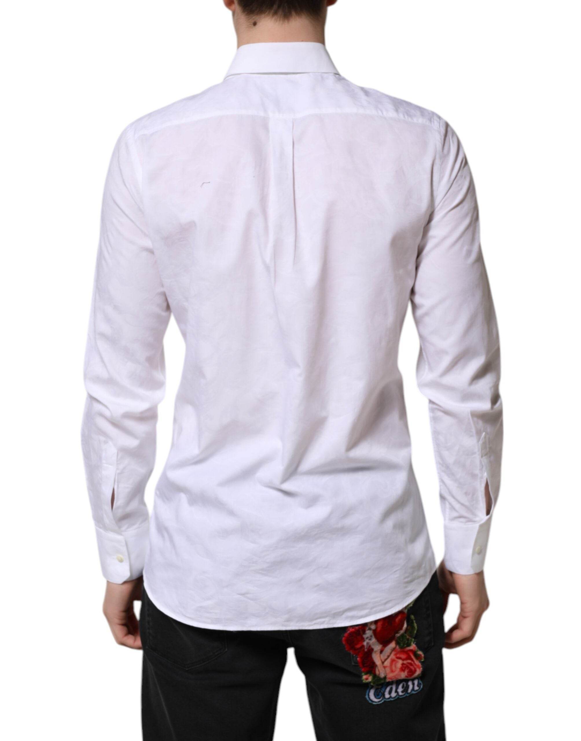 Dolce & Gabbana White MARTINI Cotton Long Sleeve Formal Shirt - Hilstor