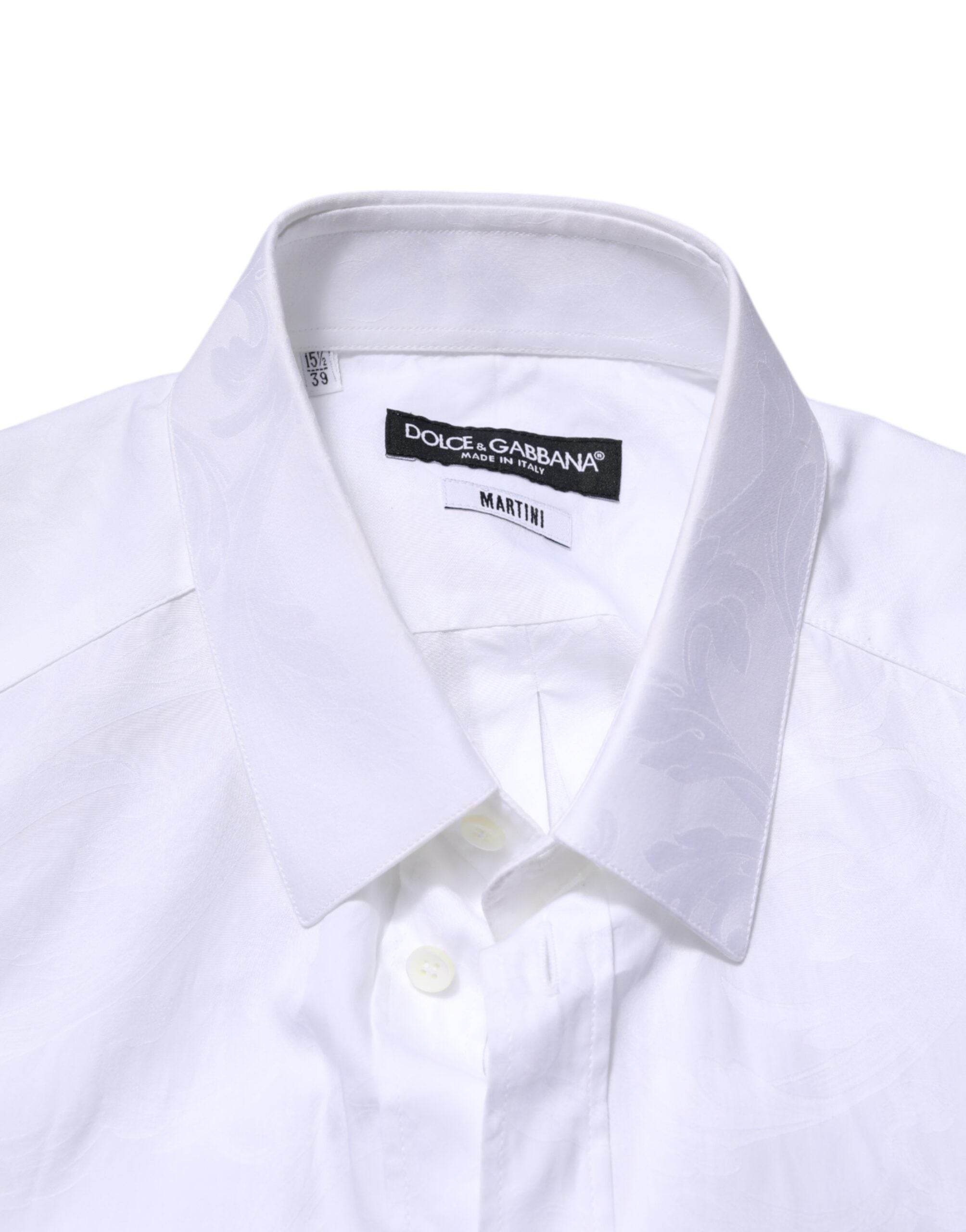 Dolce & Gabbana White MARTINI Cotton Long Sleeve Formal Shirt - Hilstor