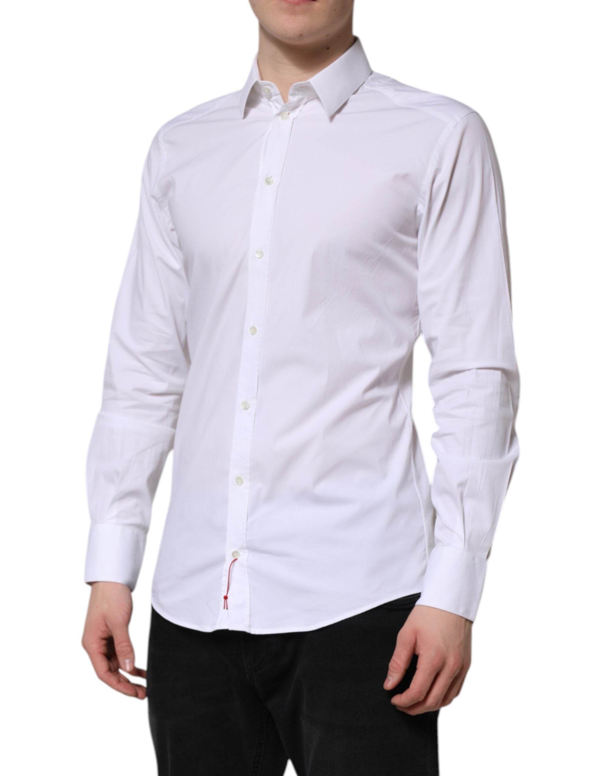Dolce & Gabbana White GOLD Cotton Men Dress Formal Shirt - Hilstor