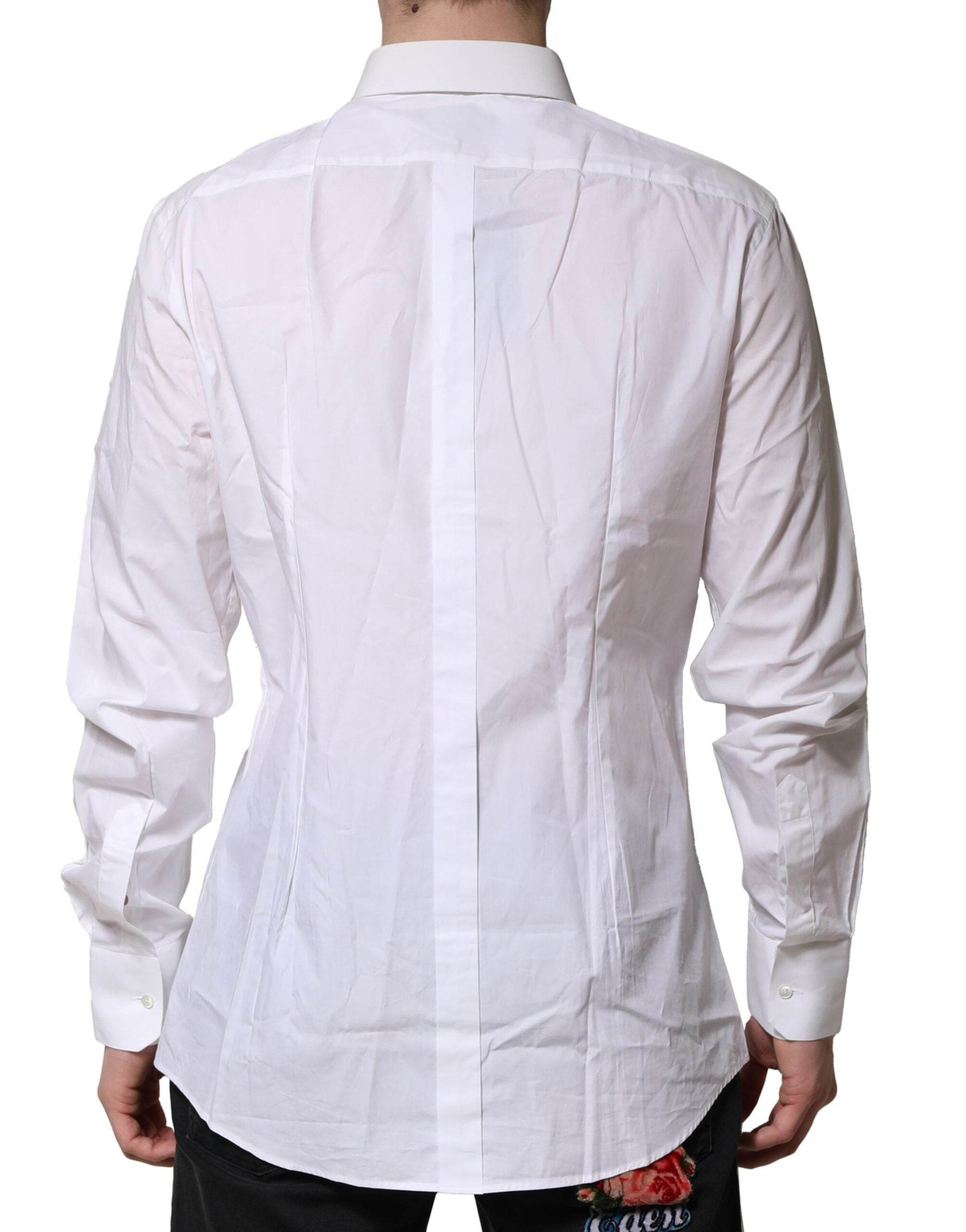 Dolce & Gabbana White GOLD Cotton Men Dress Formal Shirt - Hilstor