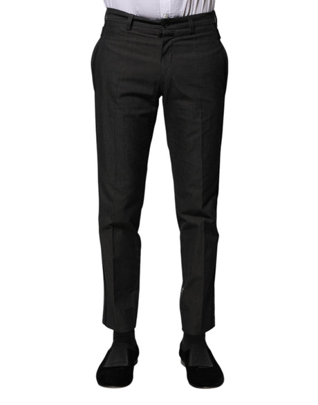 Dolce & Gabbana Gray Cotton Patterned Formal Pants - Hilstor
