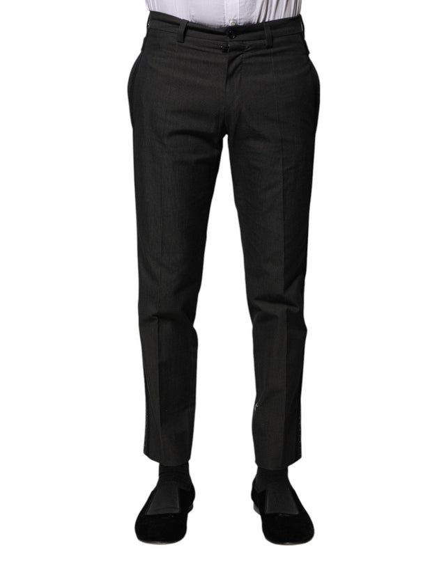 Dolce & Gabbana Gray Cotton Patterned Formal Pants - Hilstor