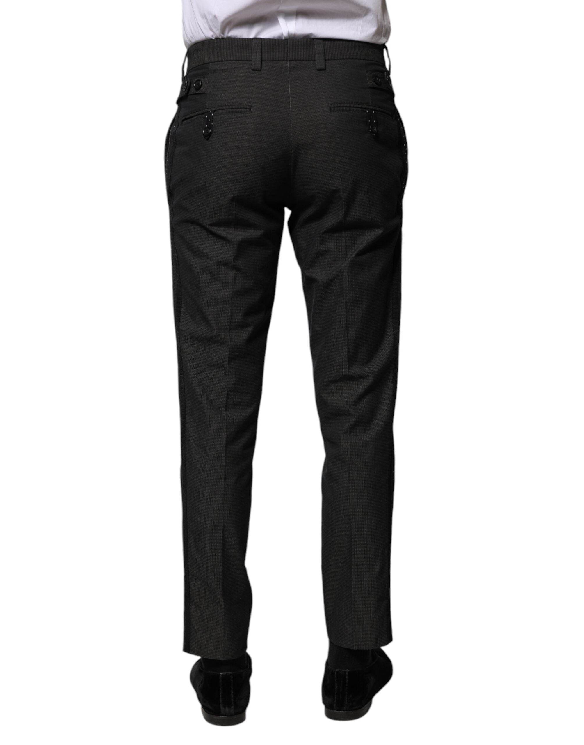 Dolce & Gabbana Gray Cotton Patterned Formal Pants - Hilstor