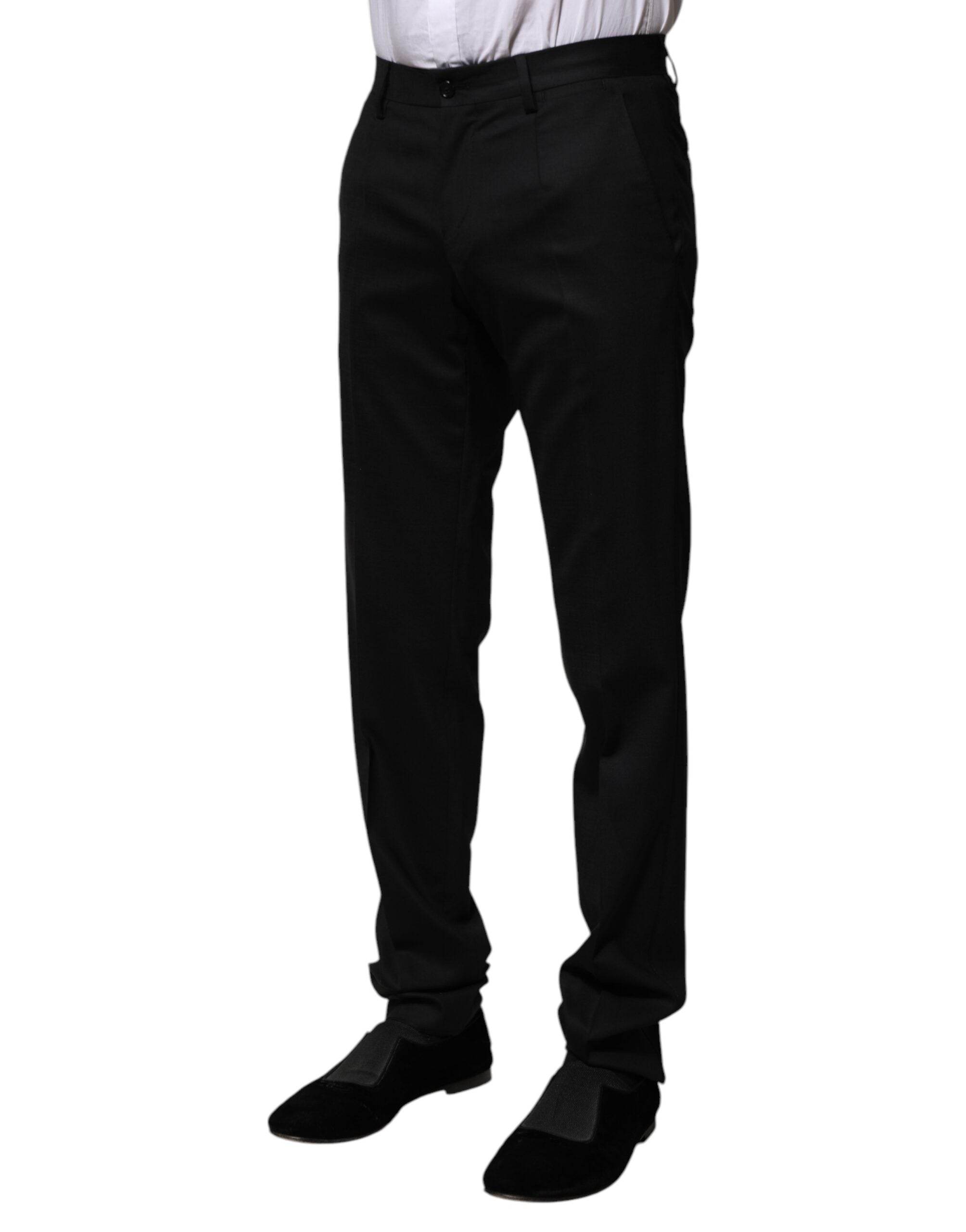 Dolce & Gabbana Black Wool Formal Dress Pants - Hilstor
