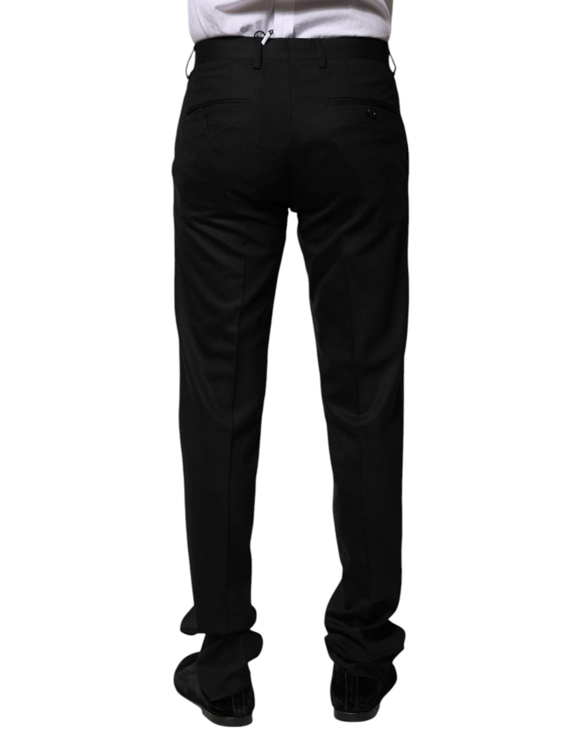 Dolce & Gabbana Black Wool Formal Dress Pants - Hilstor
