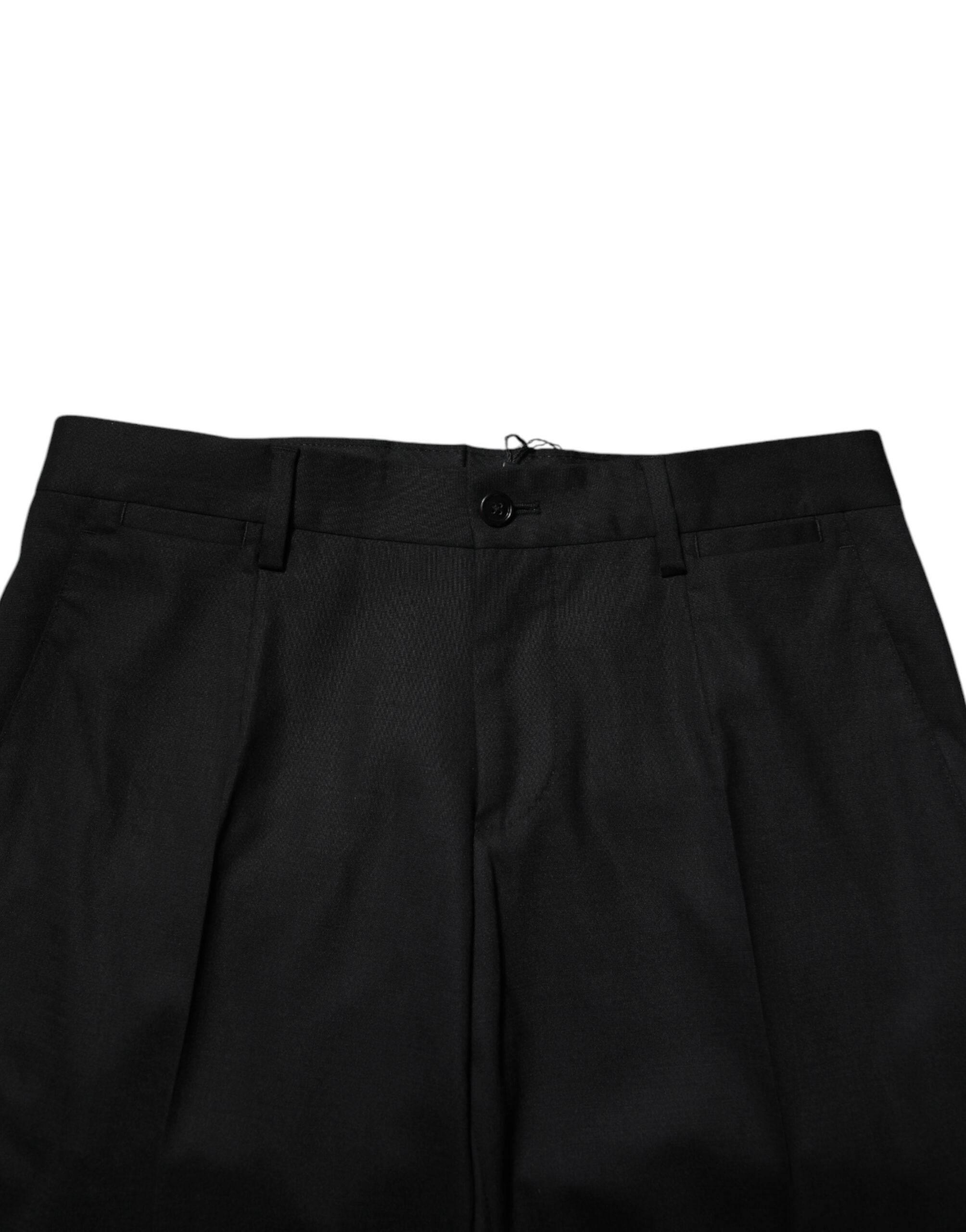 Dolce & Gabbana Black Wool Formal Dress Pants - Hilstor
