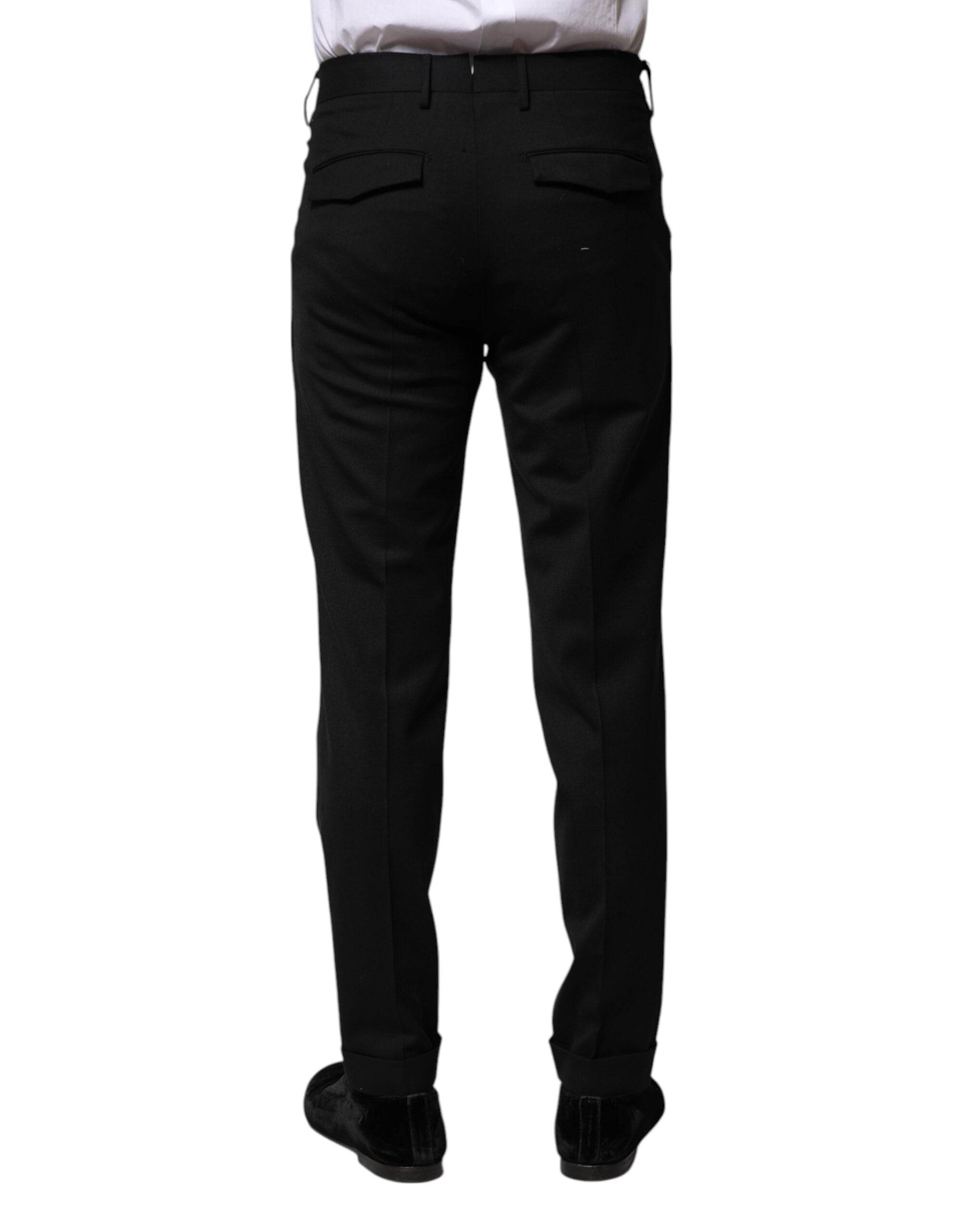 PT Torino Black Solid Formal Tapered Men Dress Pants - Hilstor
