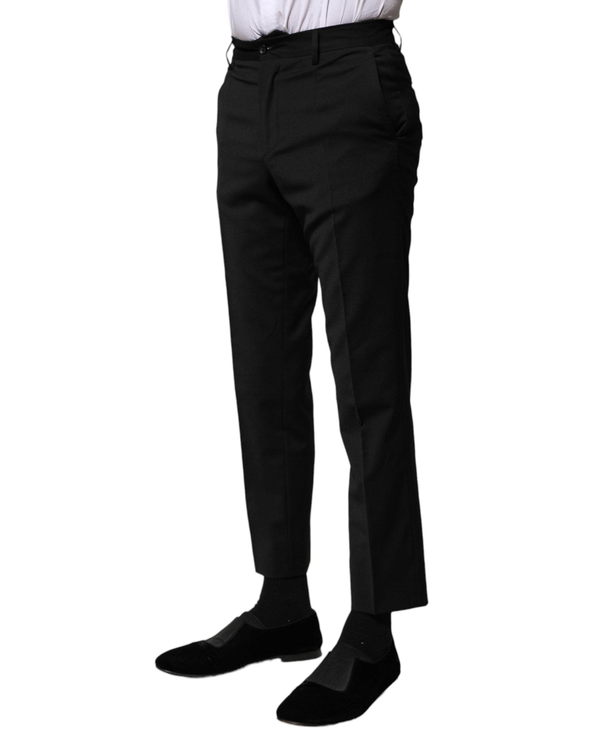 Dolce & Gabbana Black Wool Formal Men Cropped Pants - Hilstor
