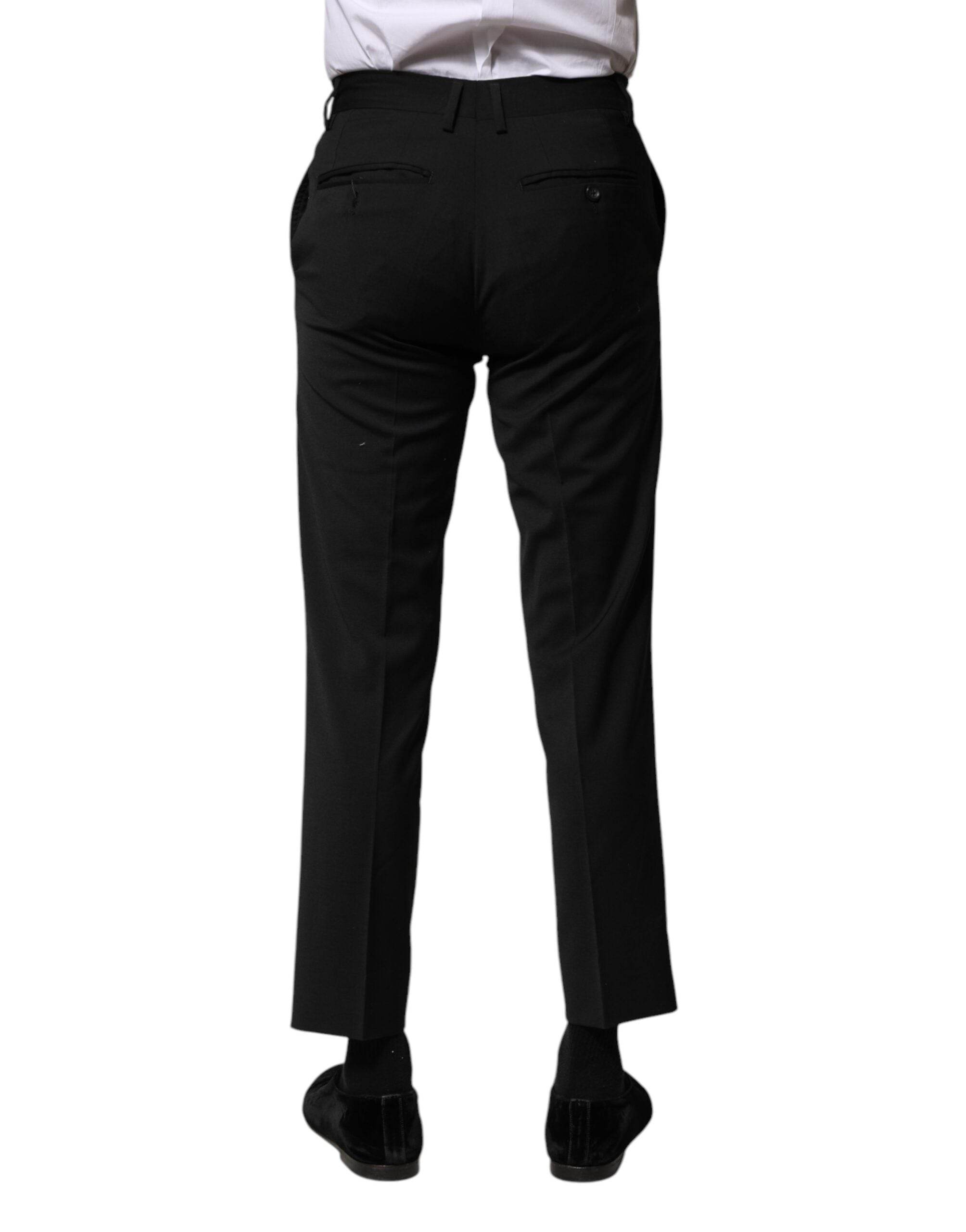 Dolce & Gabbana Black Wool Formal Men Cropped Pants - Hilstor