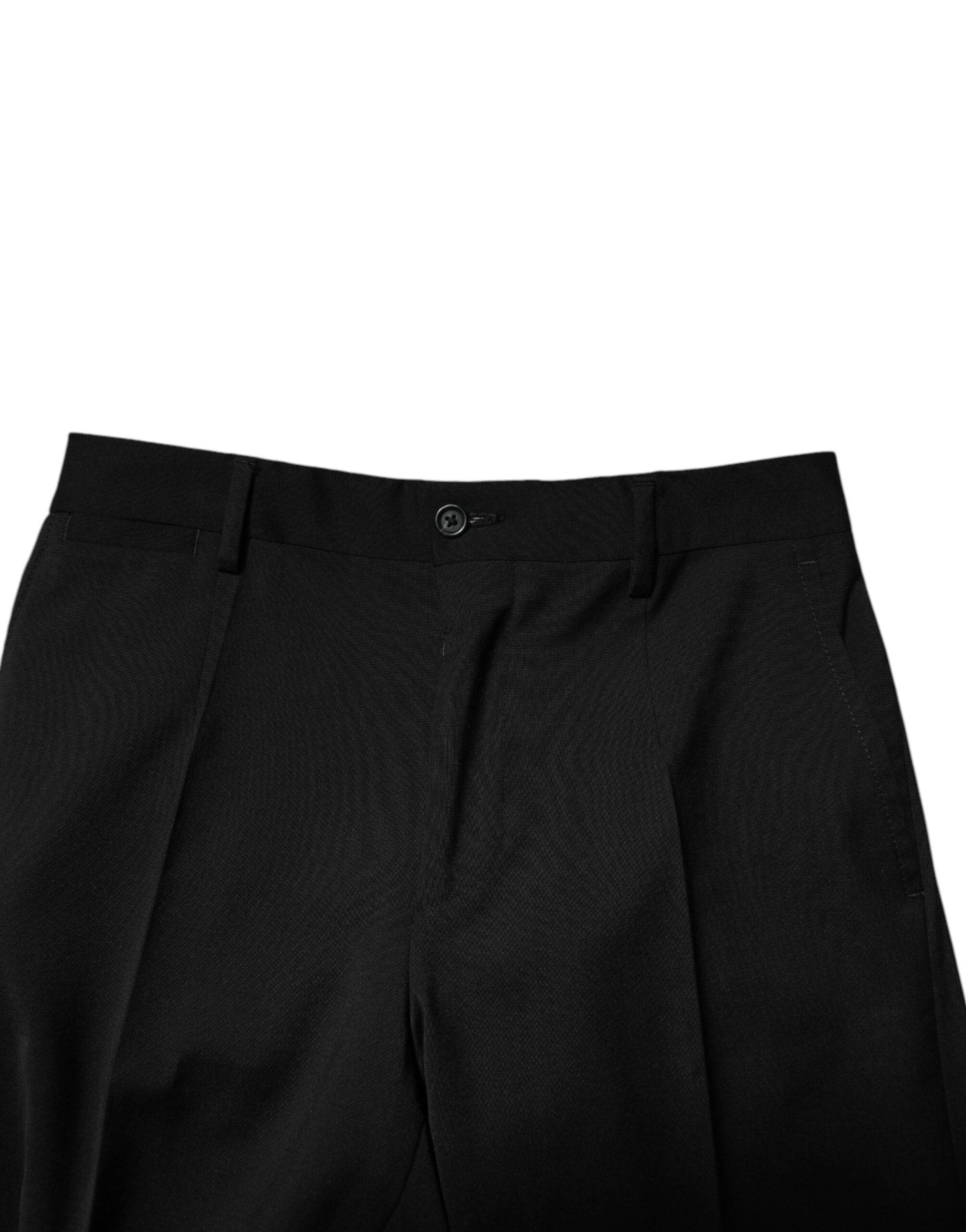 Dolce & Gabbana Black Wool Formal Men Cropped Pants - Hilstor