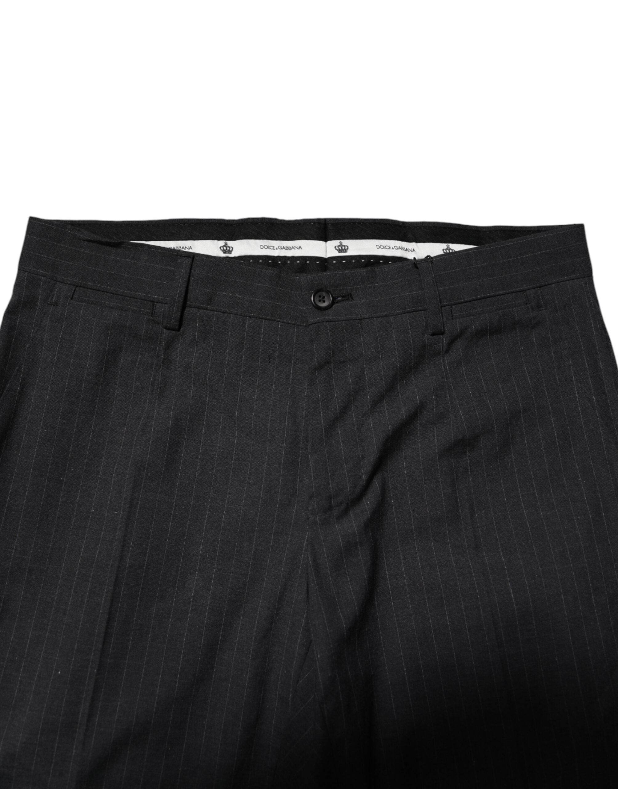 Dolce & Gabbana Gray Striped Cotton Formal Pants - Hilstor