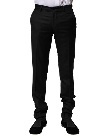Dolce & Gabbana Black Wool Formal Men Slim Pants - Hilstor