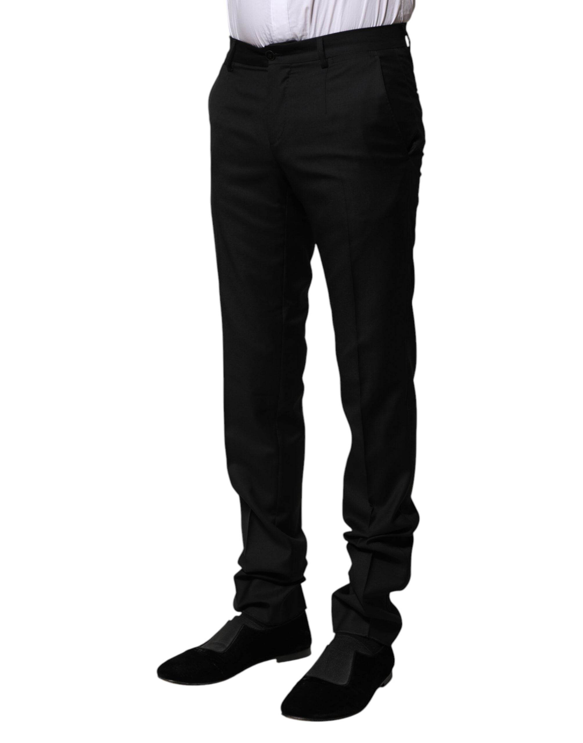 Dolce & Gabbana Black Wool Formal Men Slim Pants - Hilstor