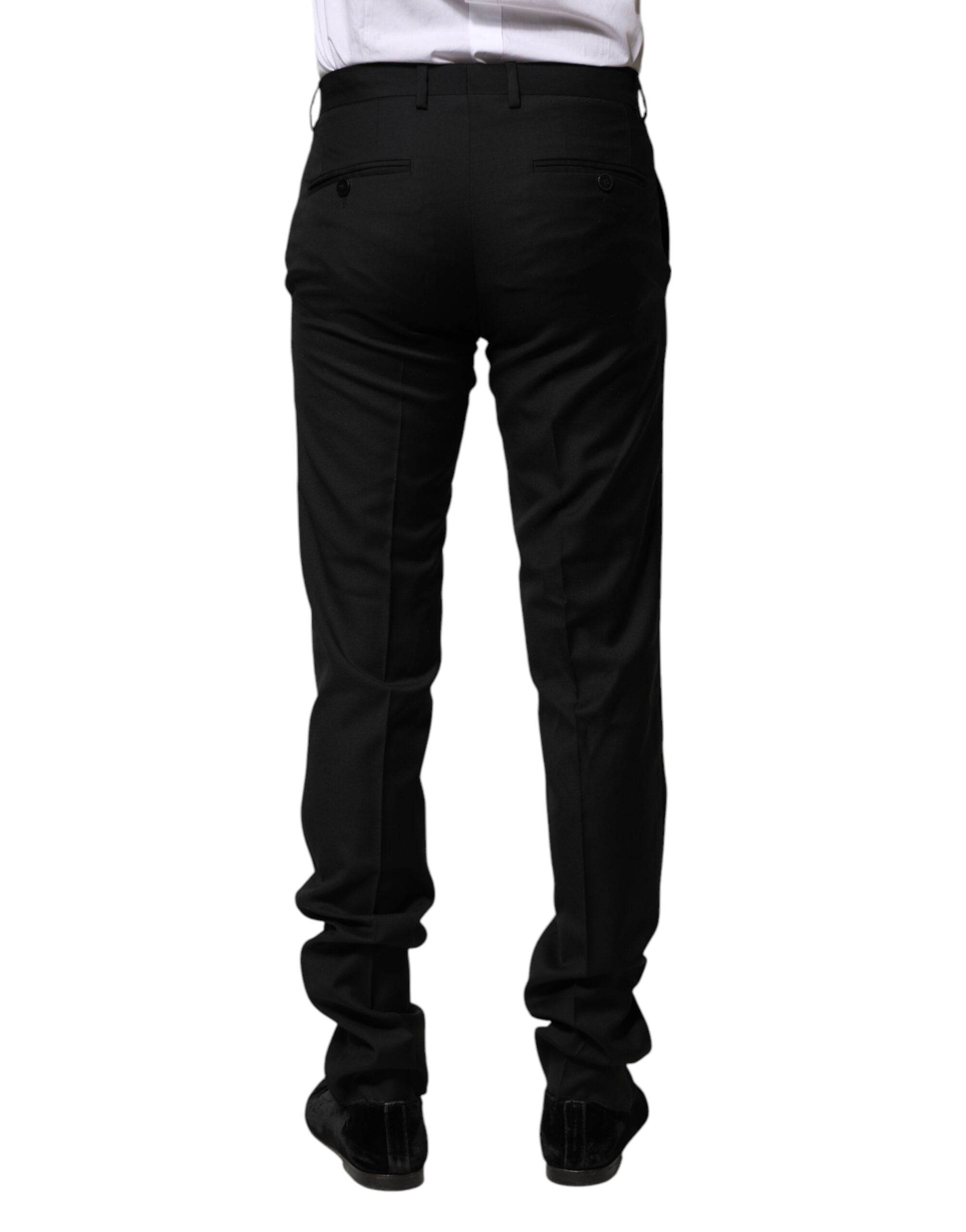 Dolce & Gabbana Black Wool Formal Men Slim Pants - Hilstor