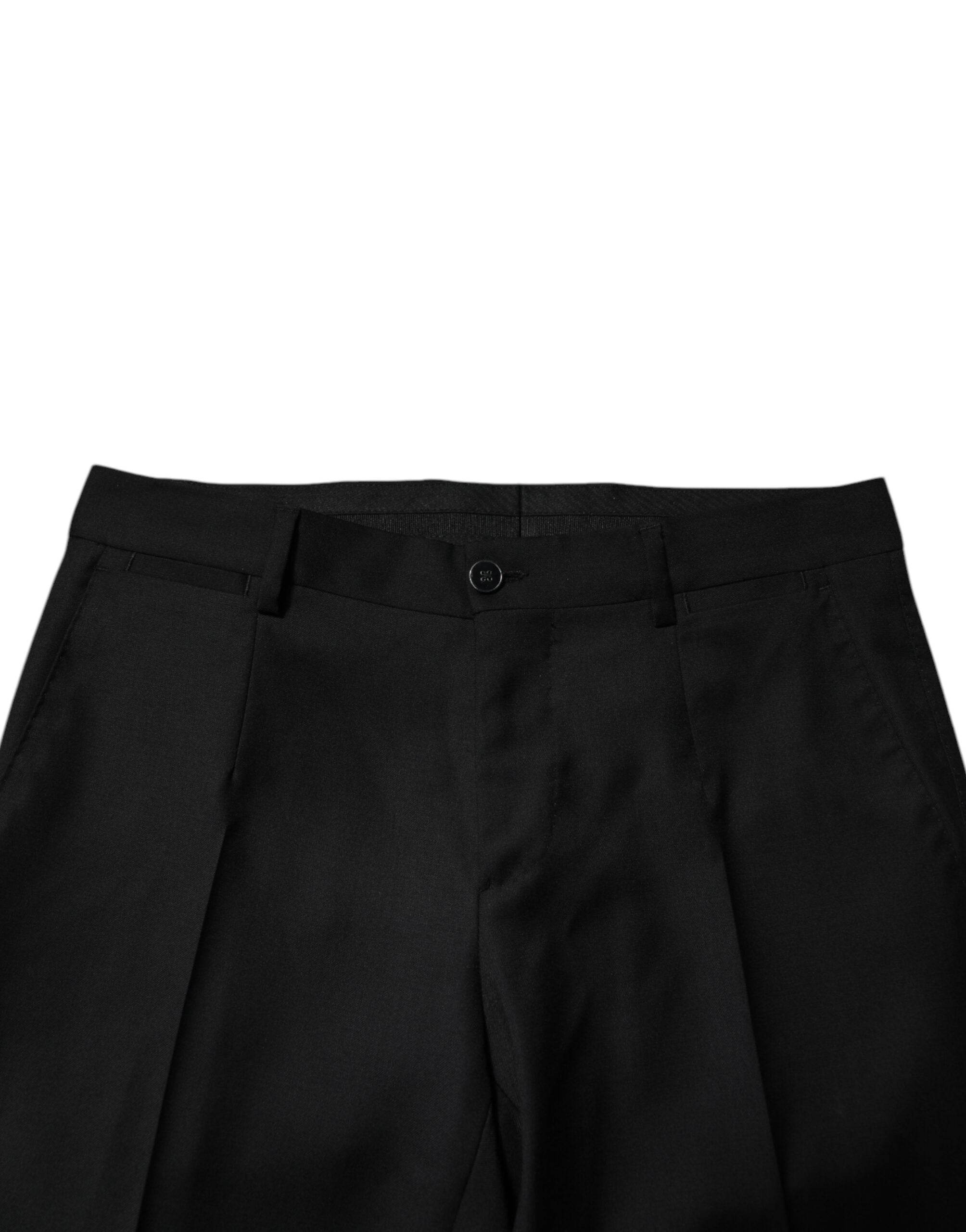 Dolce & Gabbana Black Wool Formal Men Slim Pants - Hilstor