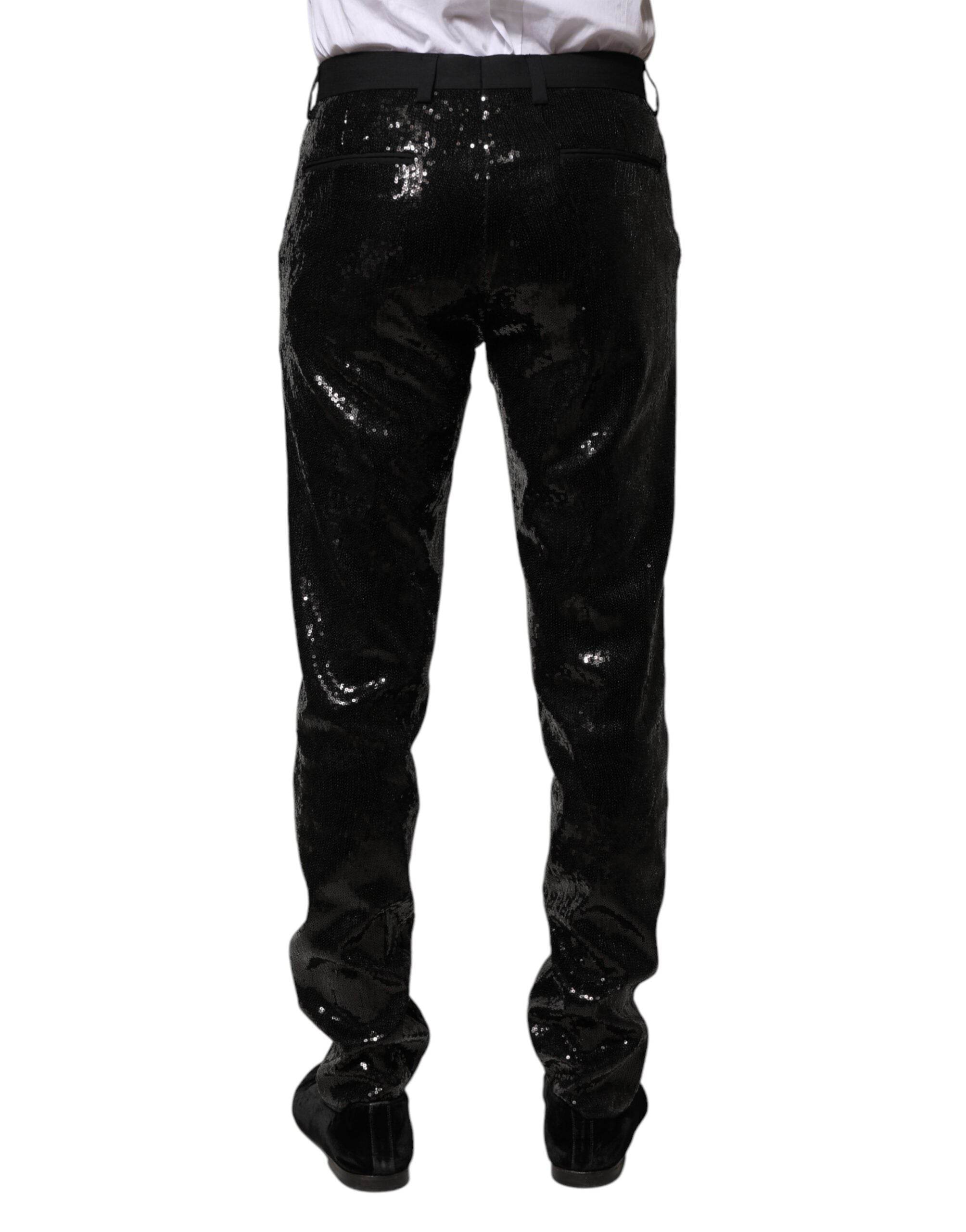 Dolce & Gabbana Black Sequined Embellishment Pants - Hilstor