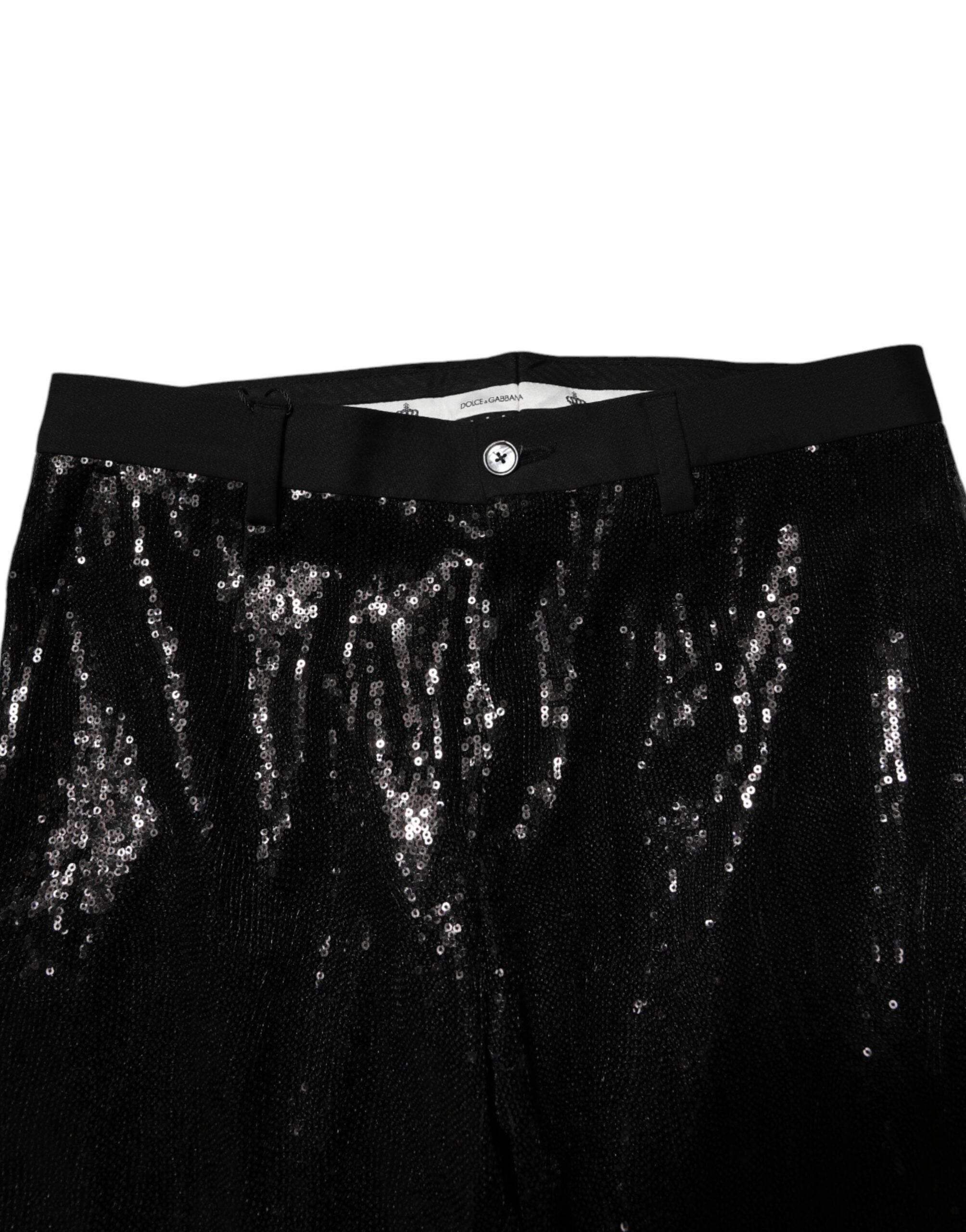 Dolce & Gabbana Black Sequined Embellishment Pants - Hilstor